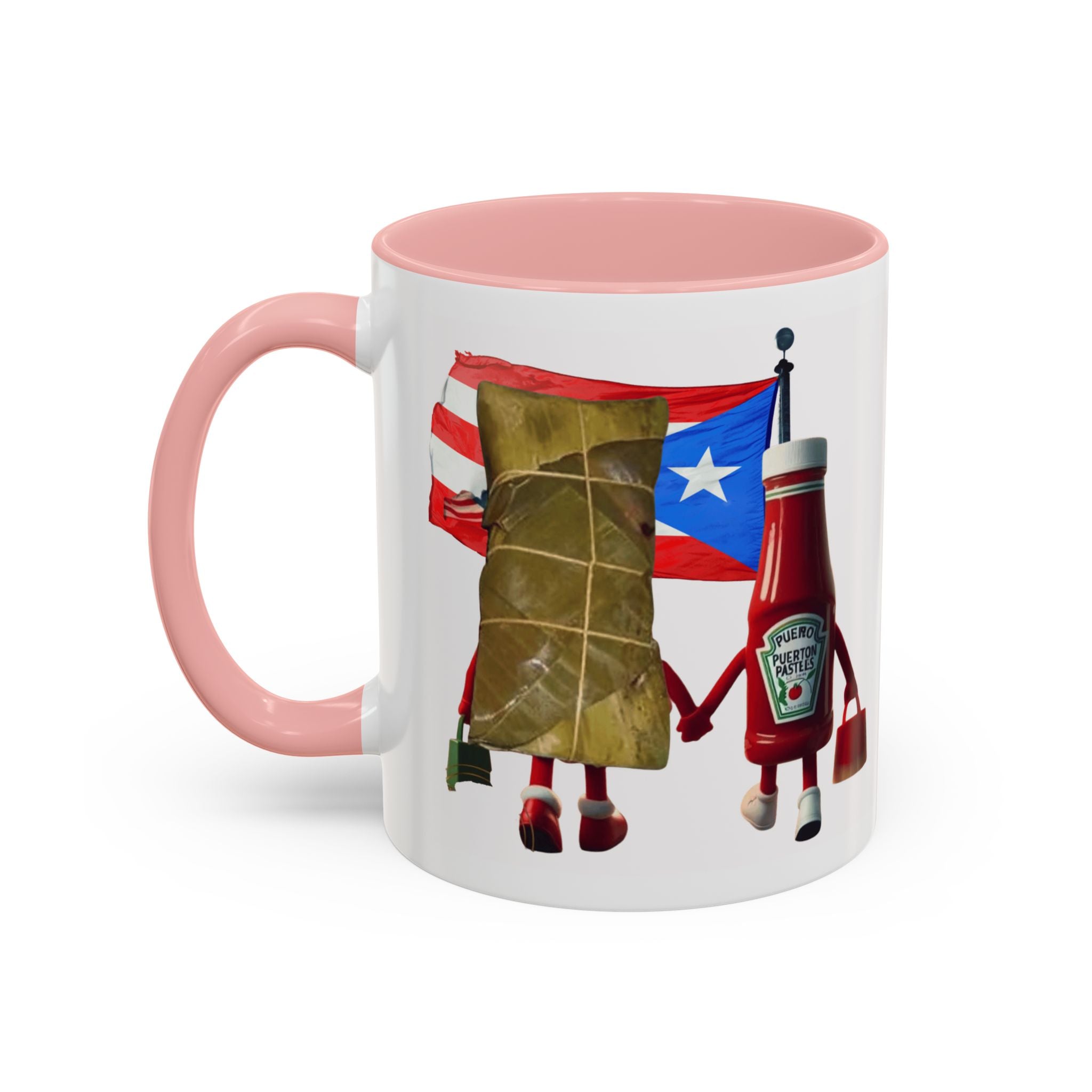 Puerto Rican Flag Ketchup & Pasteles Coffee Mug — Funny Food Friends Accent Mug (11/15oz)