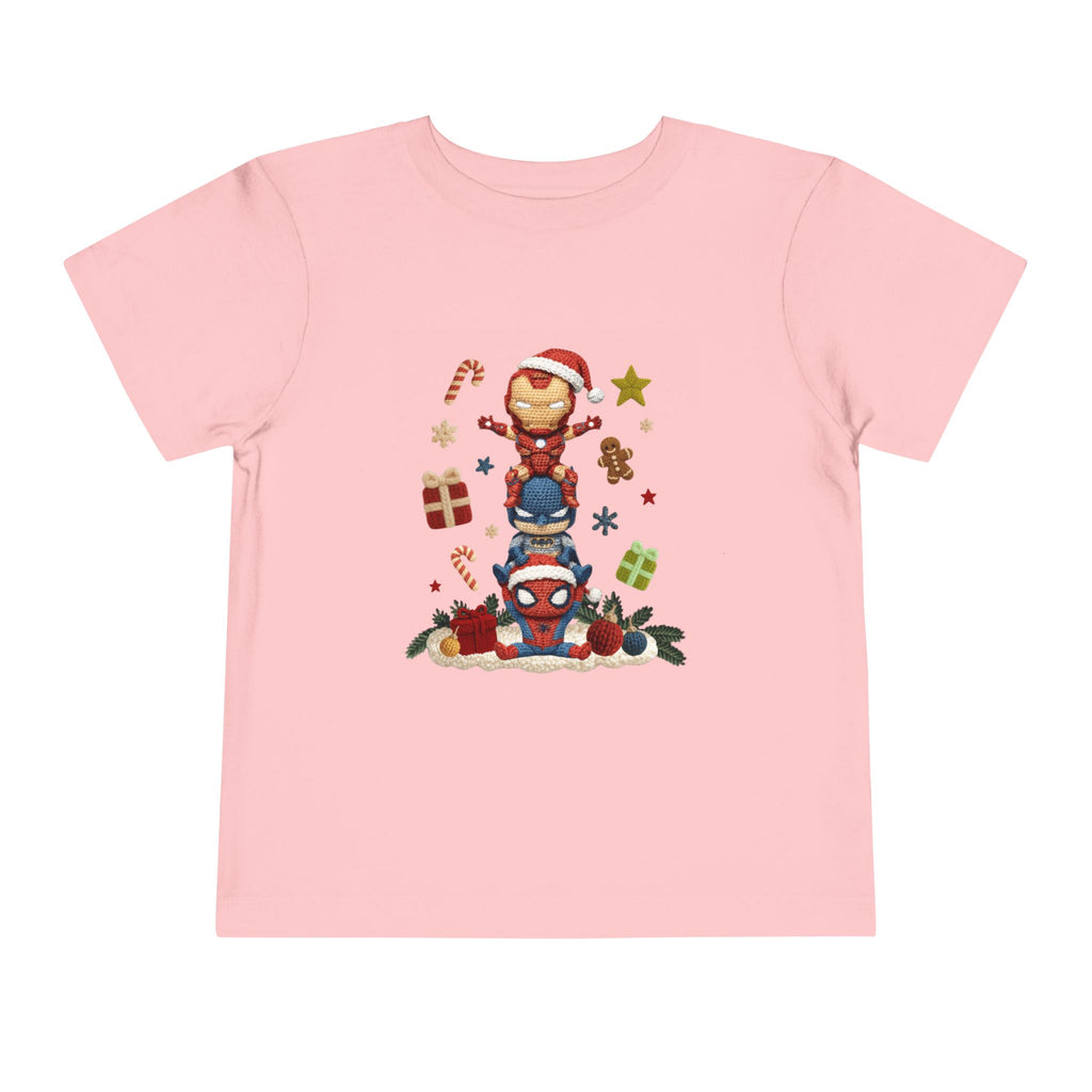 Toddler Tee  Cute Stacked Superhero Christmas Pile christmas kids collection