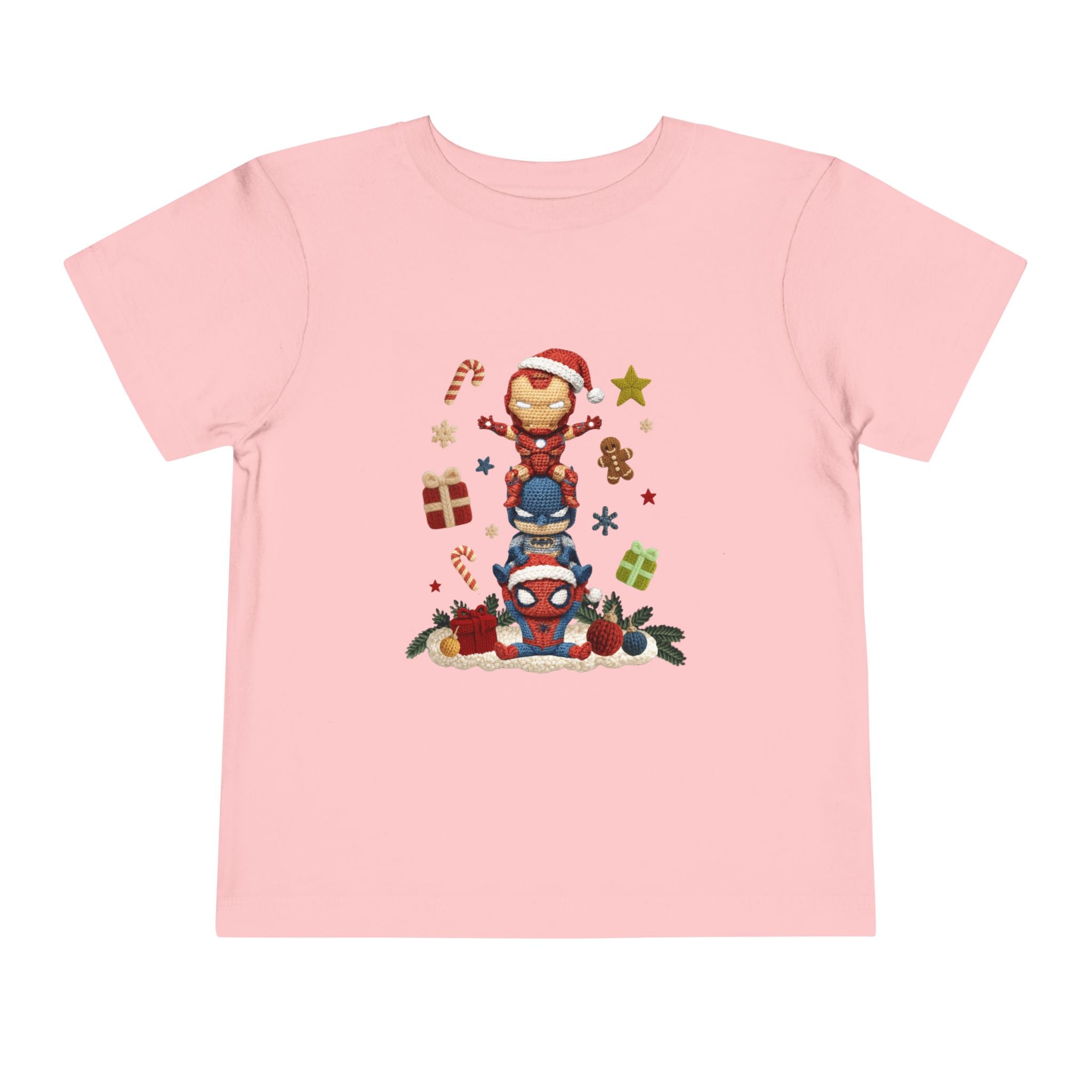 Toddler Tee  Cute Stacked Superhero Christmas Pile christmas kids collection