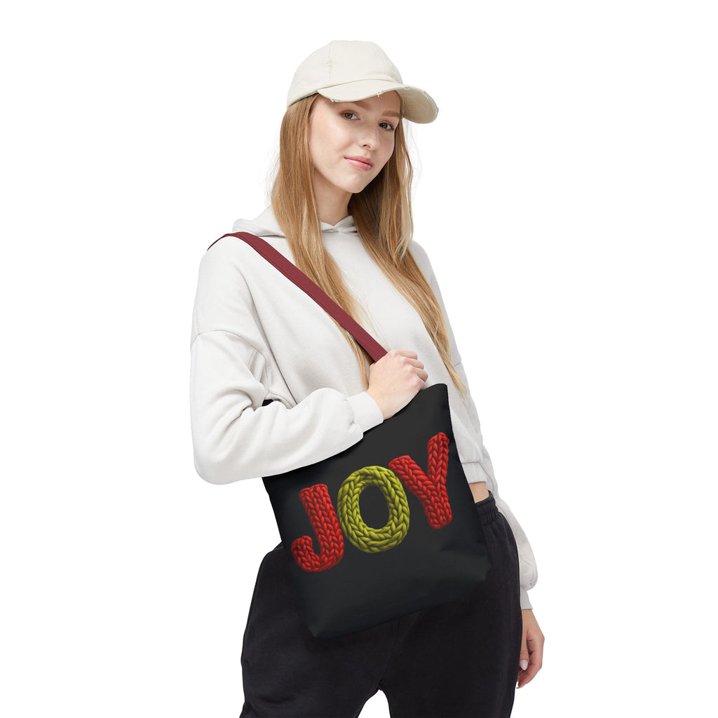 Christmas Tote Bag  Festive Holiday DesigJoy Knit Tote Bag  Colorful 'JOY' Yarn Design, Cozy Holiday Gift Tote