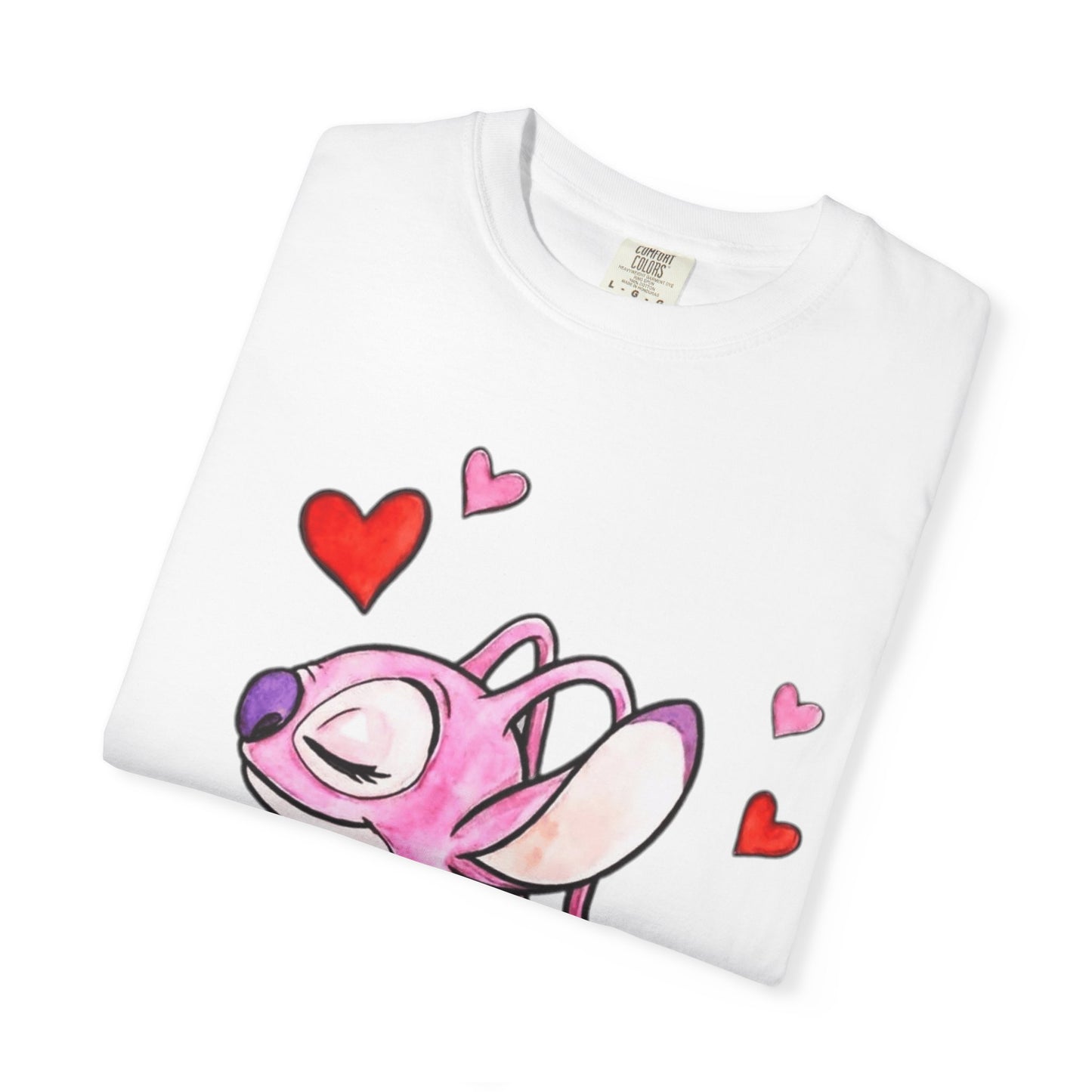 T-Shirt — Cute Pink Cartoon Creature with Hearts | Valentine’s Gift Tee