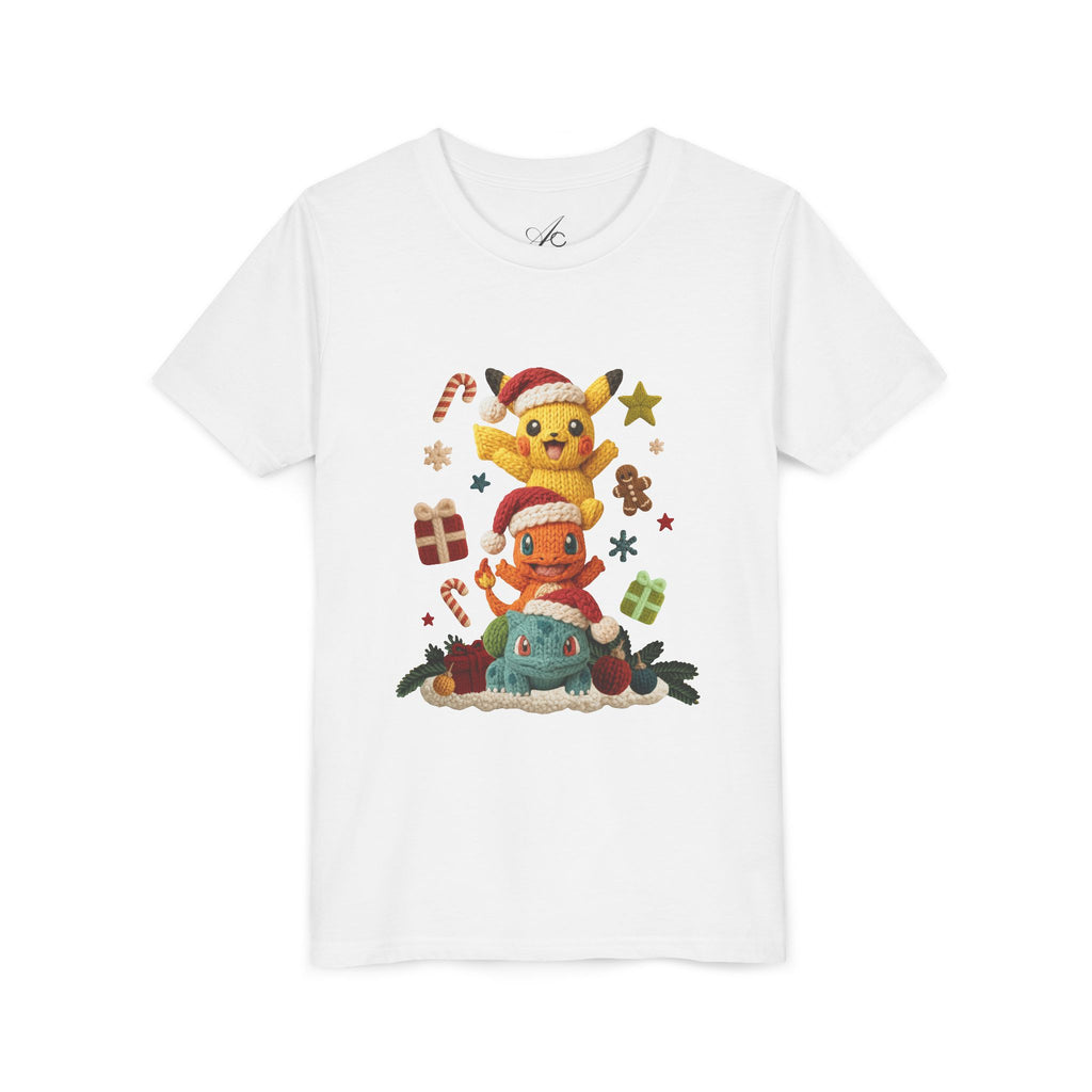 Kids Holiday Tee  Cute Stacked cartoon Characters Christmas Design