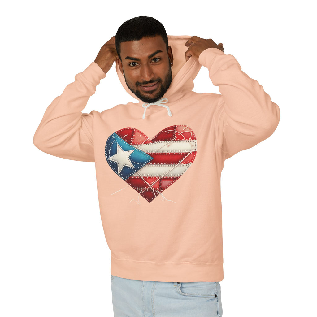 Puerto Rico Heart Flag Hoodie  "Jíbaro" Back Graphic