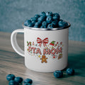 Enamel Mug "PTA Mom" Holiday Camping Coffee Cup Christmas Candy Cane Design School Staff Christmas Mug Collection