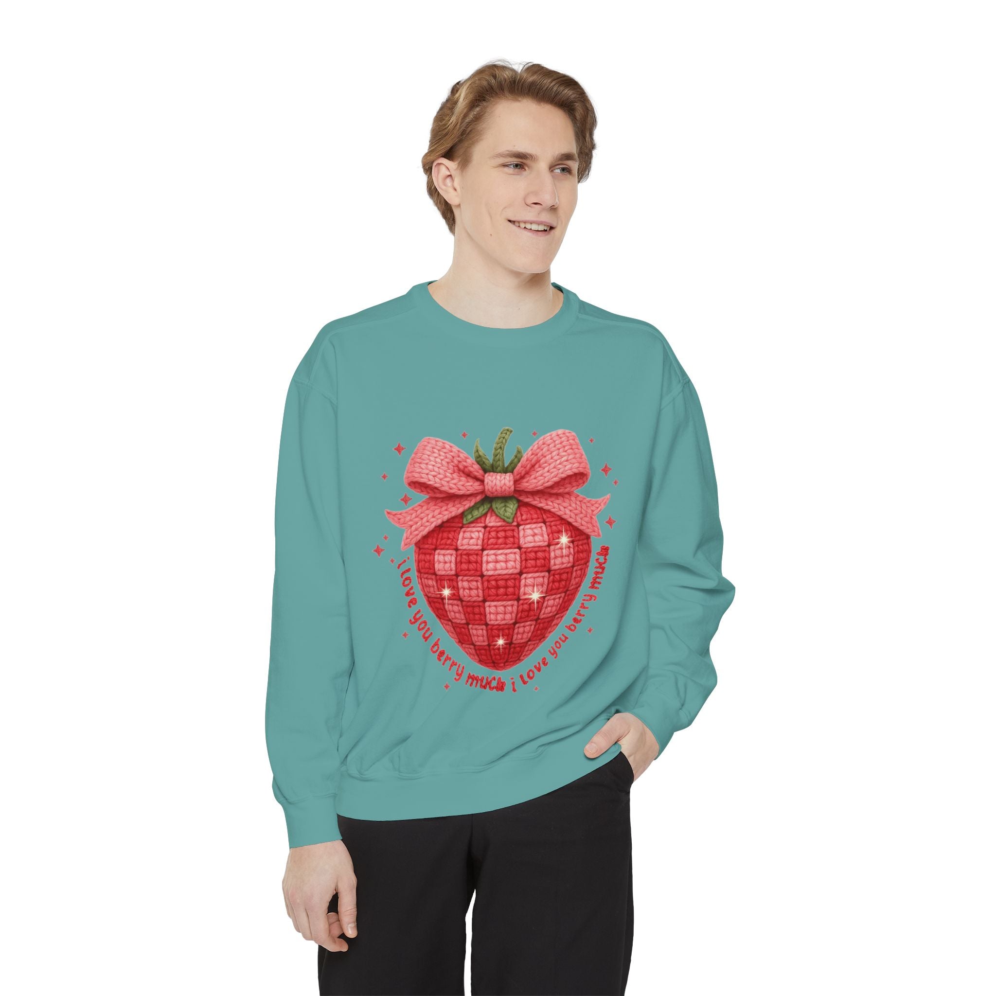 Strawberry Bow Sweatshirt  "I Love You Berry Much" Cute Valentine Pullover