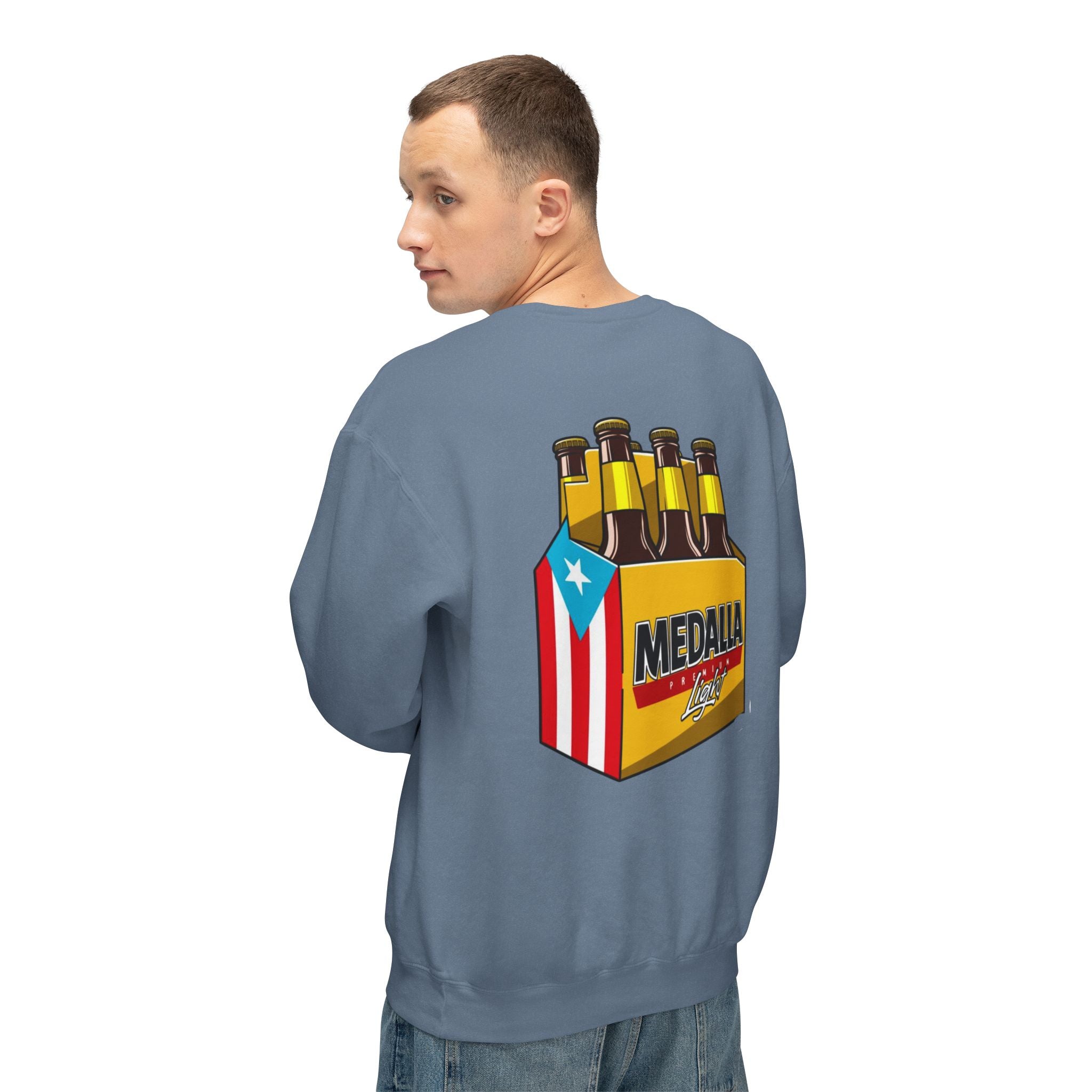 Medalla Light Puerto Rico Sweatshirt Coqui Boricua flag  Beer Pack Graphic Puerto Rico Navidades