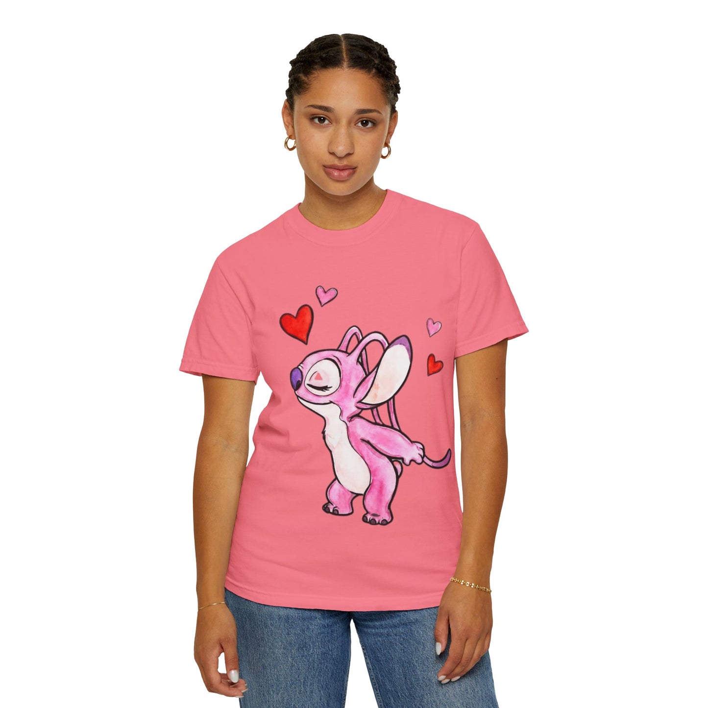 T-Shirt — Cute Pink Cartoon Creature with Hearts | Valentine’s Gift Tee