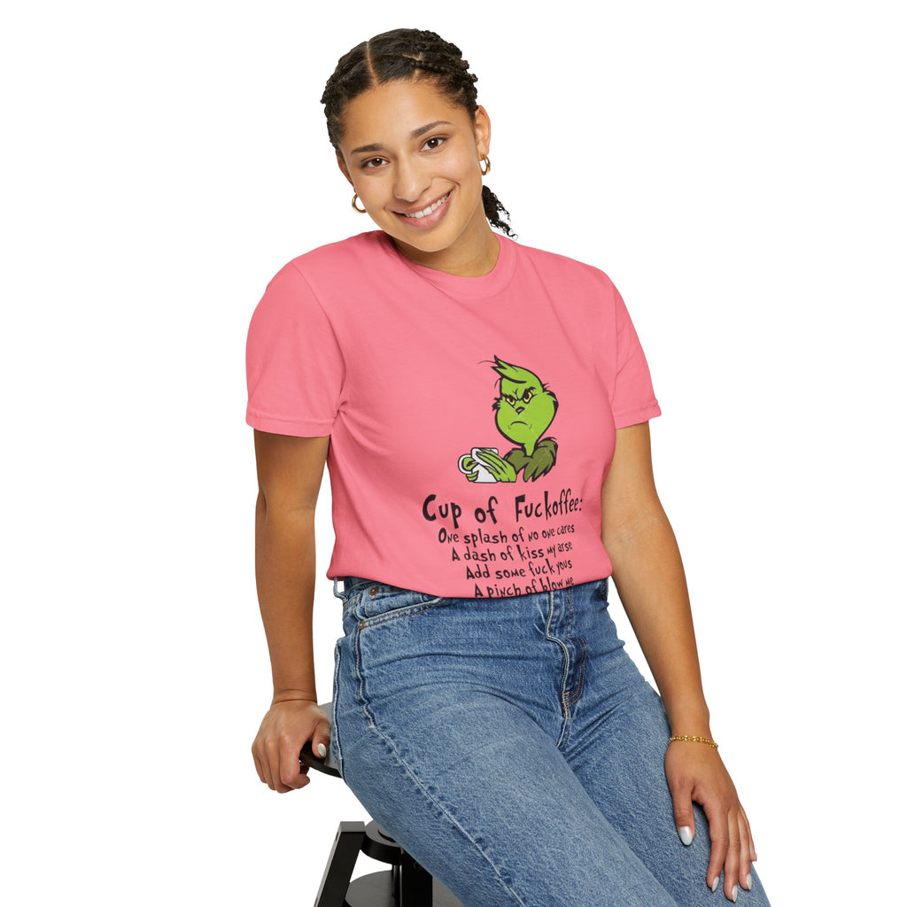 Holiday Graphic Tees  Cozy Festive Wear Funny Grinch-Inspired Unisex T-Shirt Cup of Fuckoffee