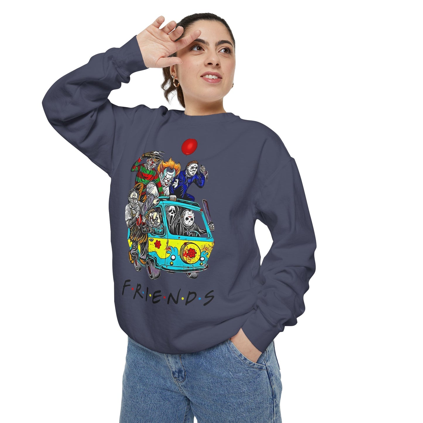 Friends-Inspired Unisex Garment-Dyed Sweatshirt, Cozy Casual Wear, Unique Graphic Sweatshirt, Perfect Gift, Everyday Style