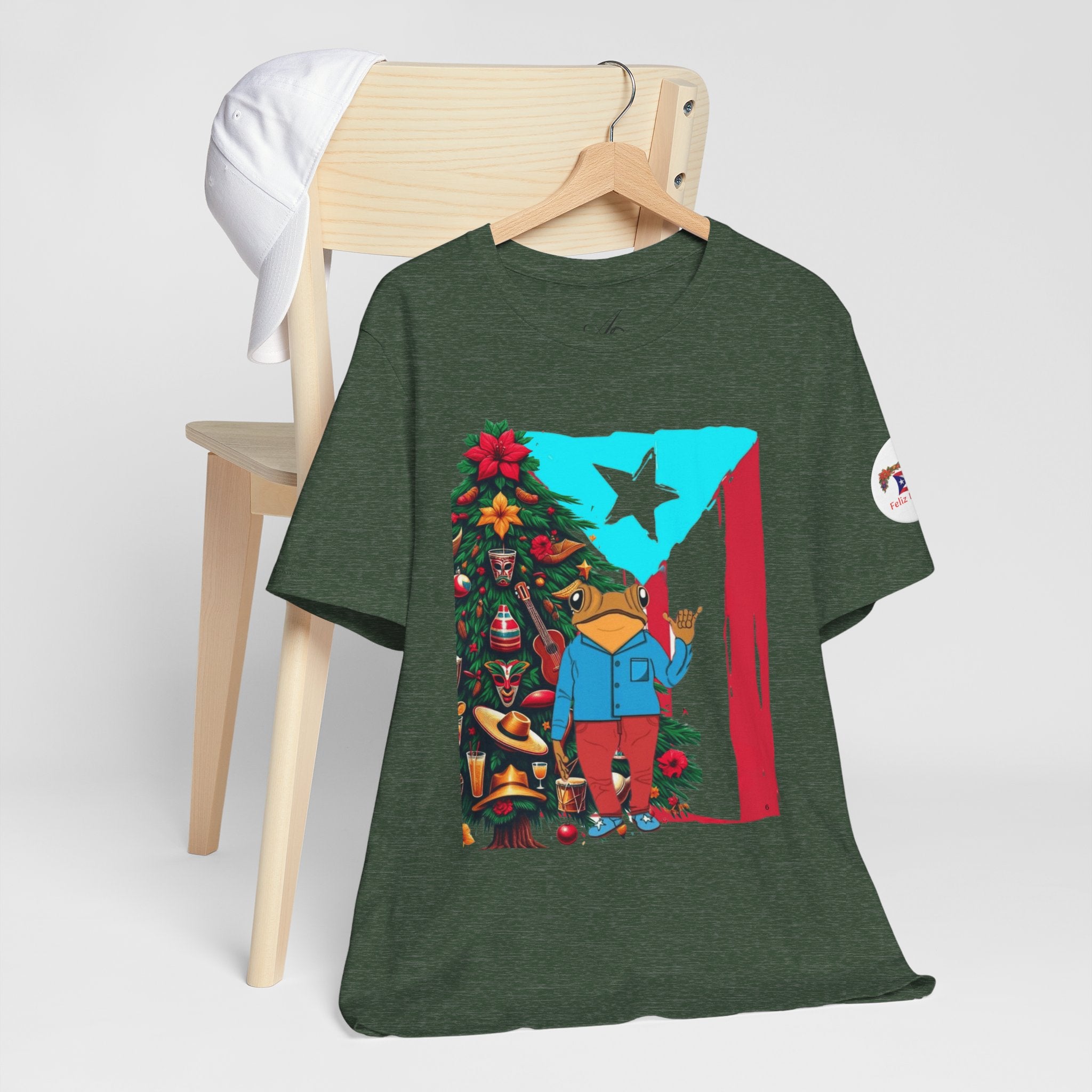 Puerto Rico Holiday T-Shirt  Coquí by Christmas Tree Graphic Puerto Rico’s Navidades