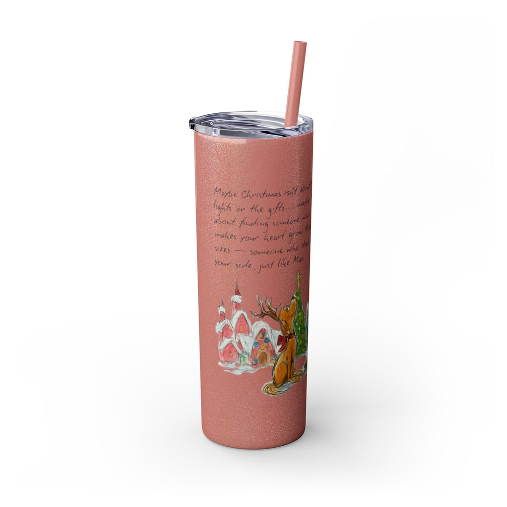 Grinch Christmas Skinny Tumbler with Straw — Dr. Seuss Holiday Quote Design, 20oz Christmas Mugs Collection