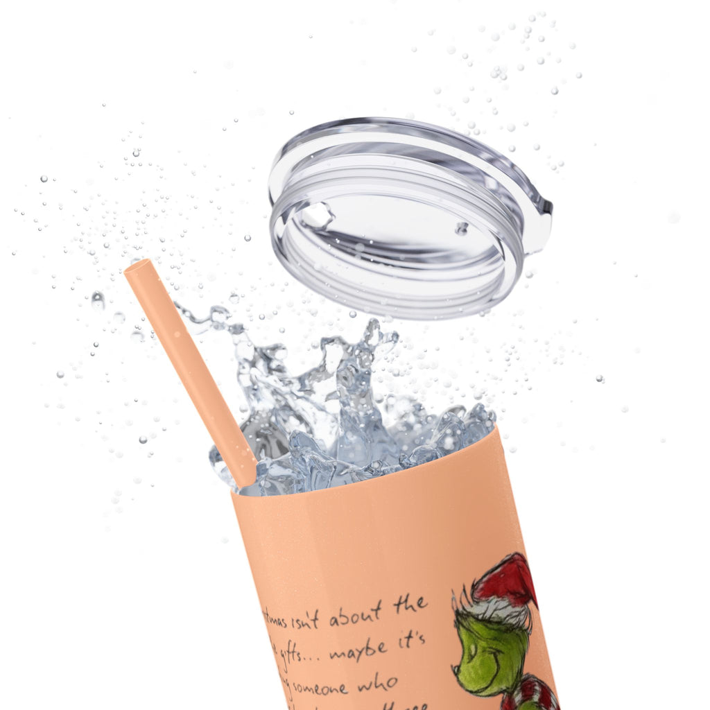 Grinch Christmas Skinny Tumbler with Straw — Dr. Seuss Holiday Quote Design, 20oz Christmas Mugs Collection
