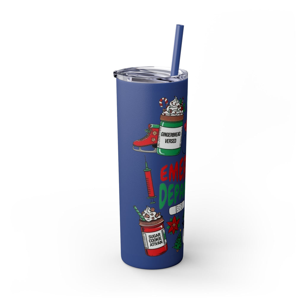 Emergency Department Nurse Christmas Skinny Tumbler - 20oz Holiday Medical Travel Cup with Straw Medical Christmas Mug