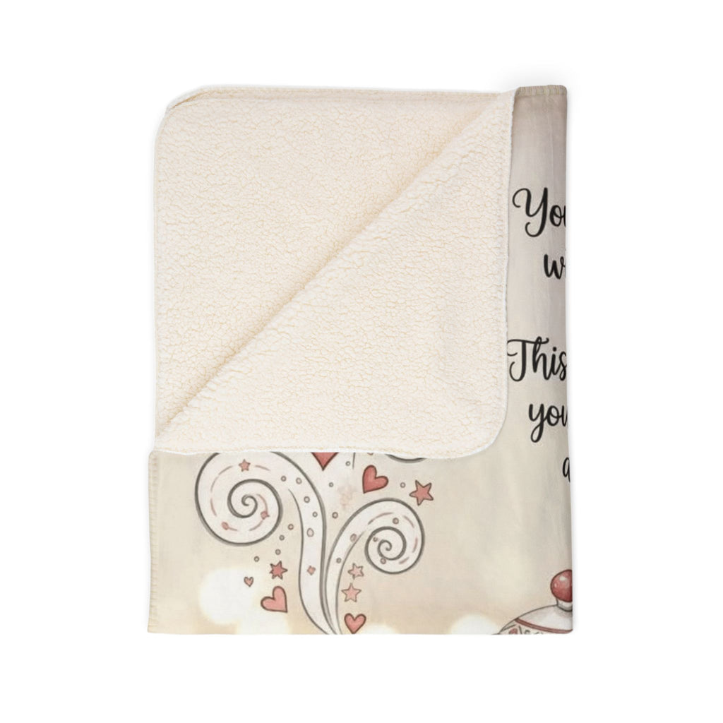 Christmas Tea Tribute Fleece Sherpa Blanket  "Mom" & "Dad" Cozy Holiday Message Holiday Christmas Blanket,
