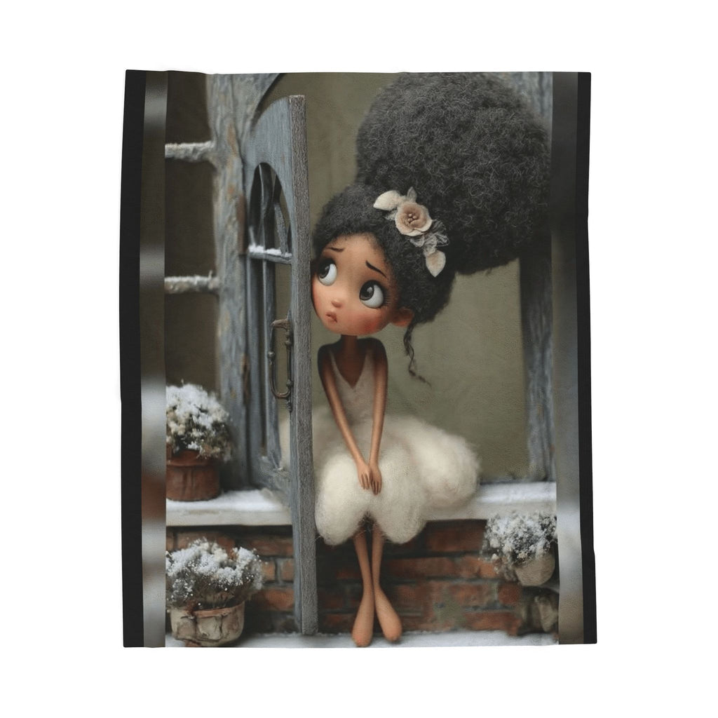 Cute Cozy Plush Blanket — Whimsical Ballerina Girl Velveteen Throw