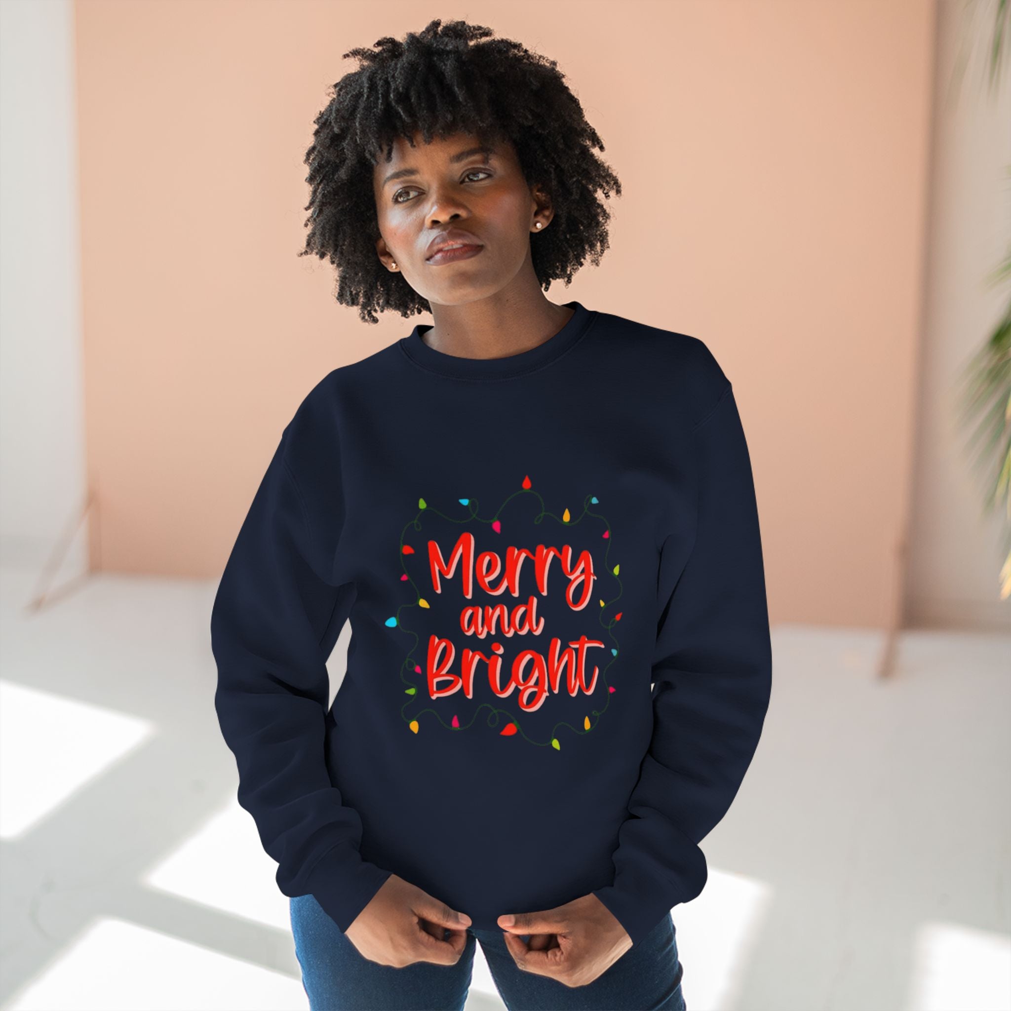Christmas T-Shirts & Sweatshirts | Holiday Graphic Tees & Cozy Festive Wear Merry and Bright Crewneck Sweatshirt