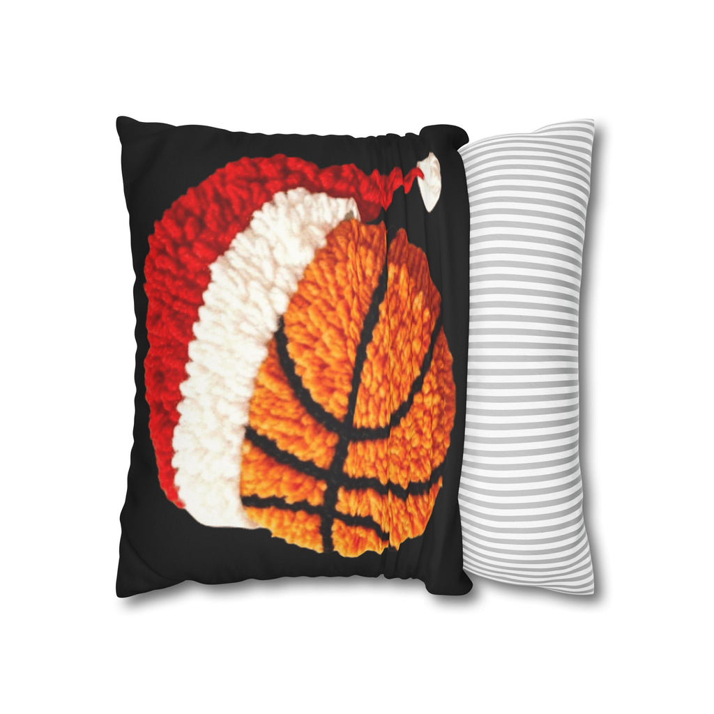 Basketball Christmas Pillowcase — Faux Suede Square Throw Pillow Cover