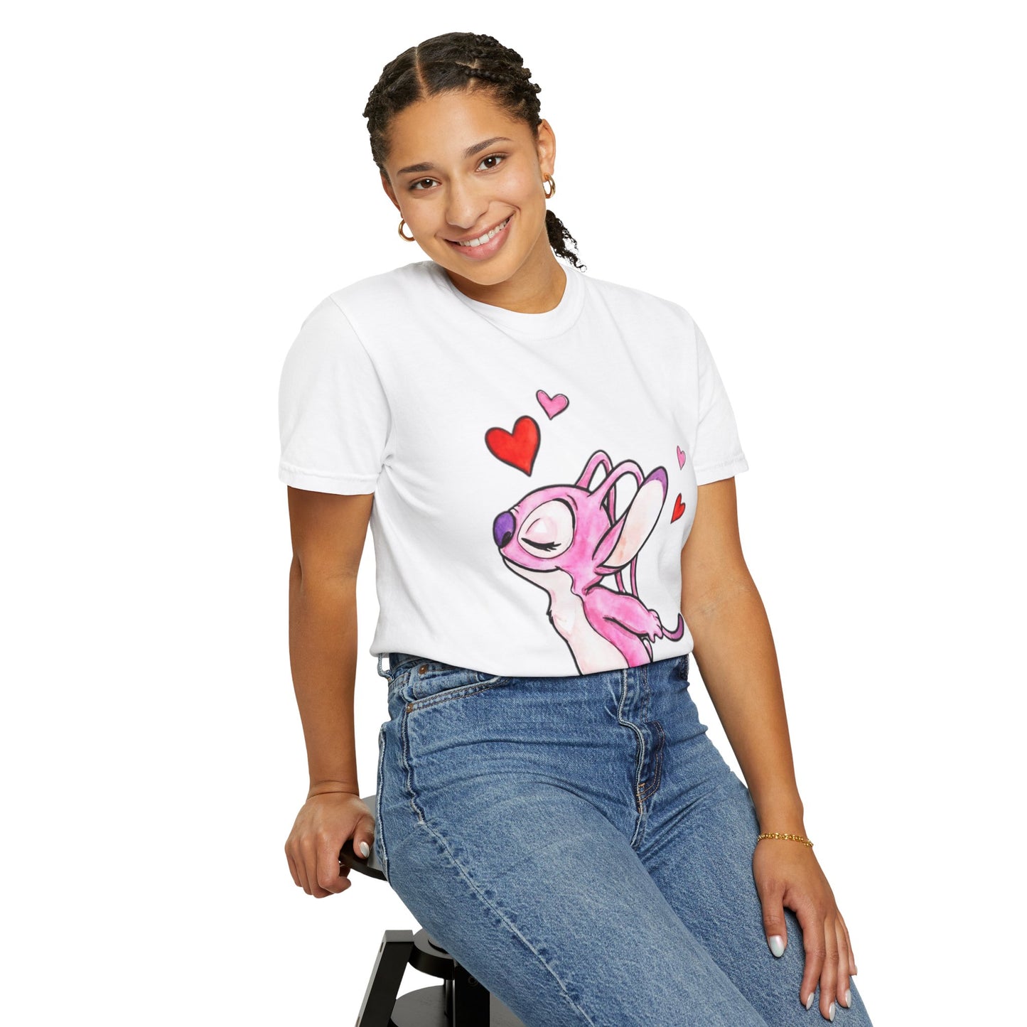 T-Shirt — Cute Pink Cartoon Creature with Hearts | Valentine’s Gift Tee