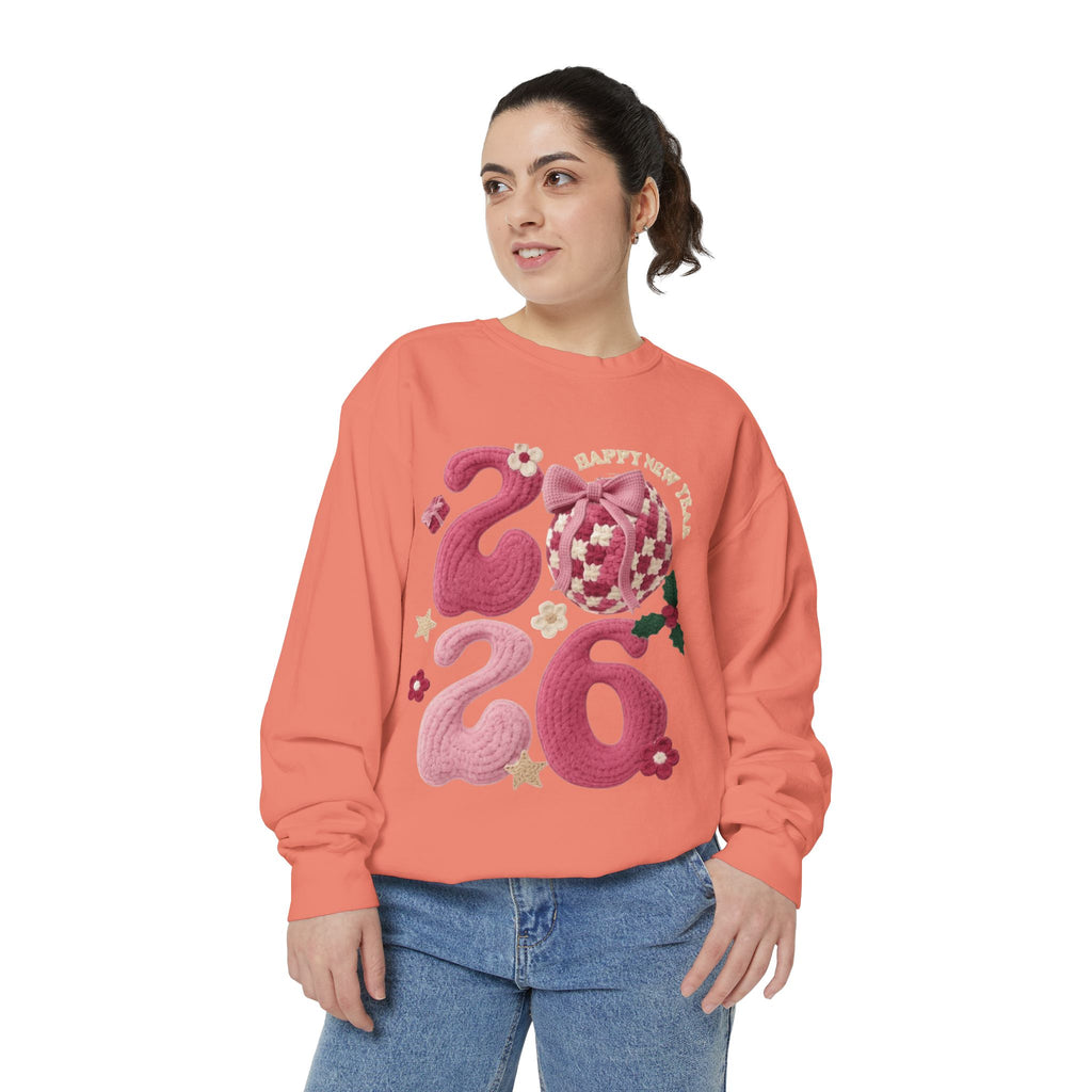 Happy New Year 2026 Sweater  Pink Festive Graphic Sweatshirt
