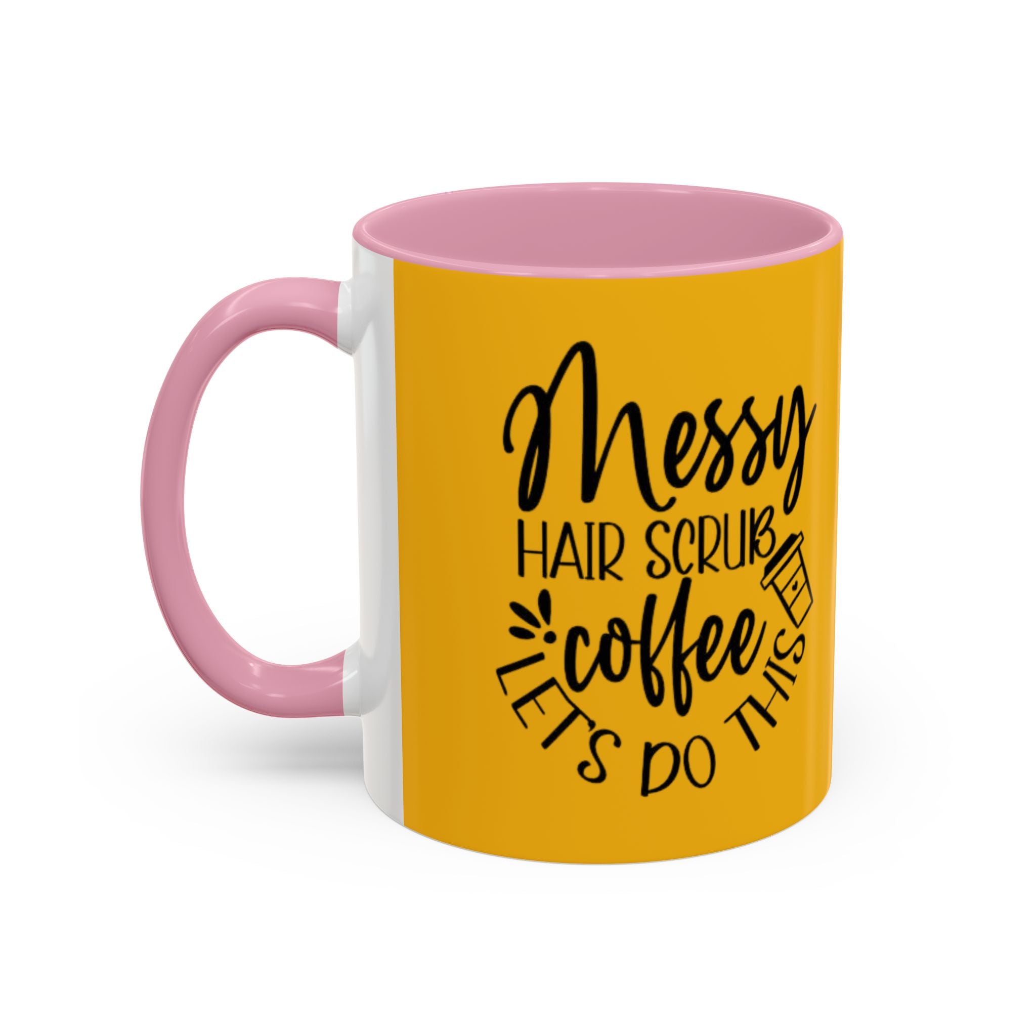 Holiday Coffee Cups with Festive Quotes & Designs Messy Hair Coffee Mug - Fun Yellow Ceramic Cup for Coffee Lovers
