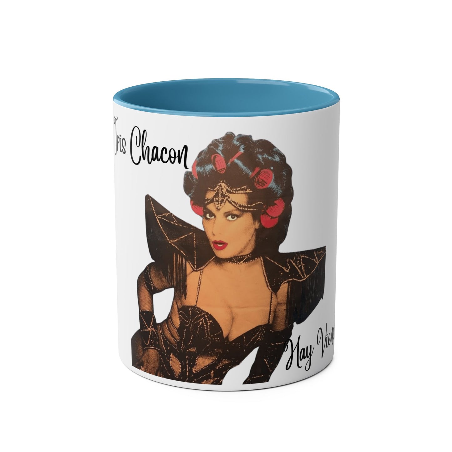 The onli one Iris Chacon Unique Two-Tone Coffee Mug - Iris Chacon Inspired Art, Trendy Mug for Coffee Lovers, Gift for Her, Retro Style,