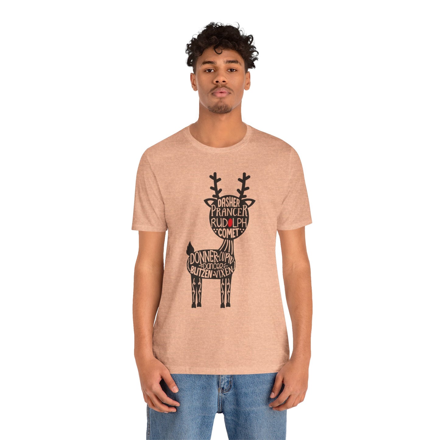 Christmas Reindeer Graphic Tee - Unisex Jersey Short Sleeve Shirt