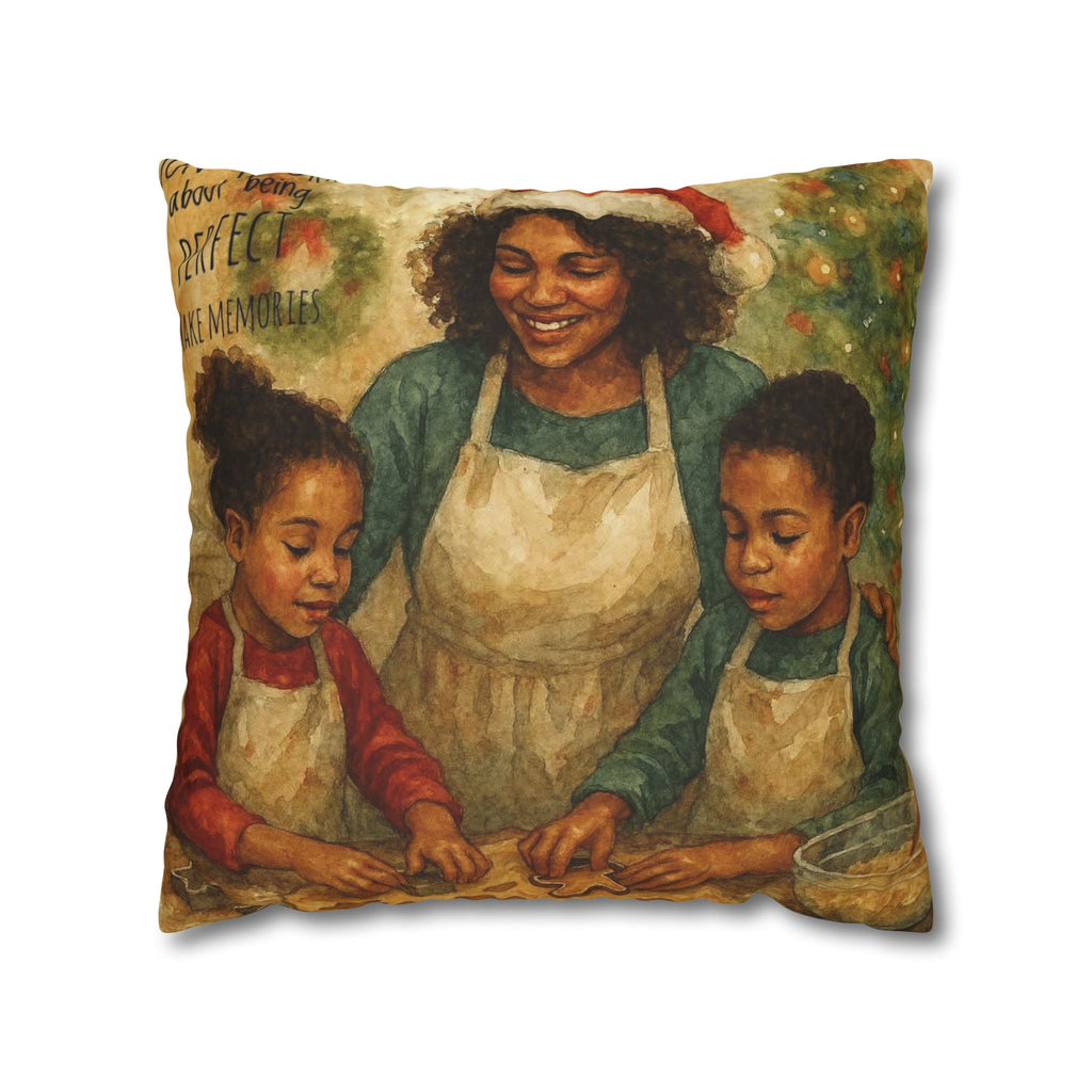 Holiday Baking Family Pillowcase — Square Decorative Throw Pillow