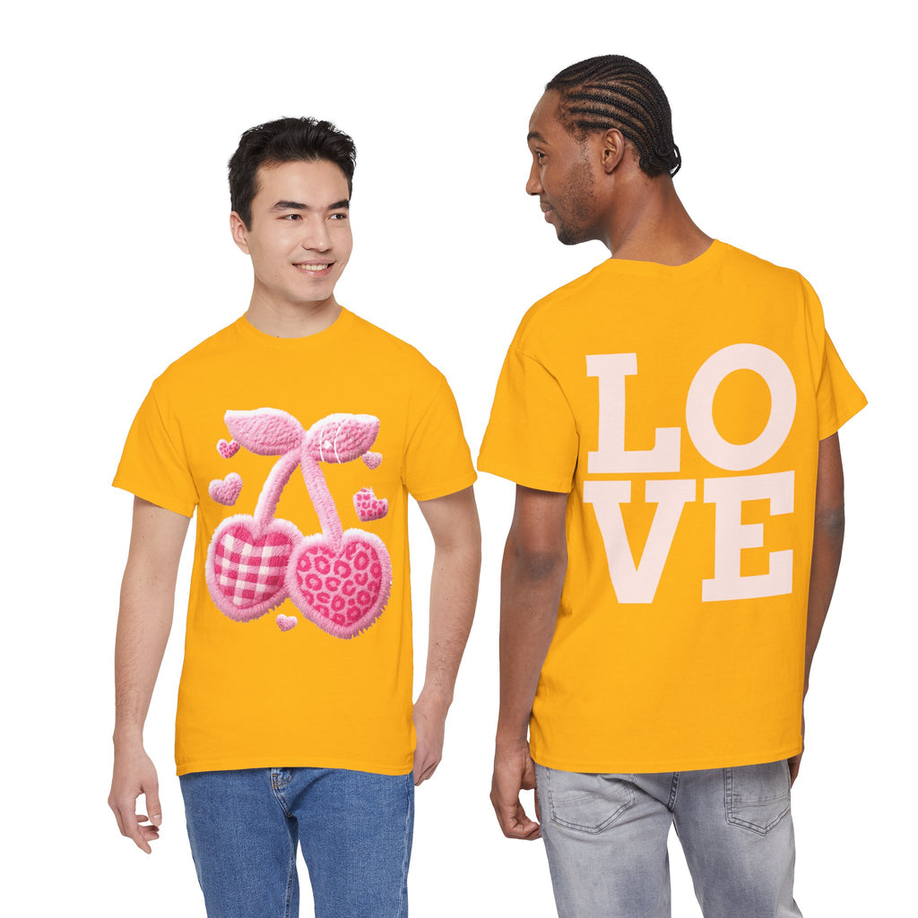 Pink Heart Cherries Tee  LOVE Graphic Valentine T-Shirt