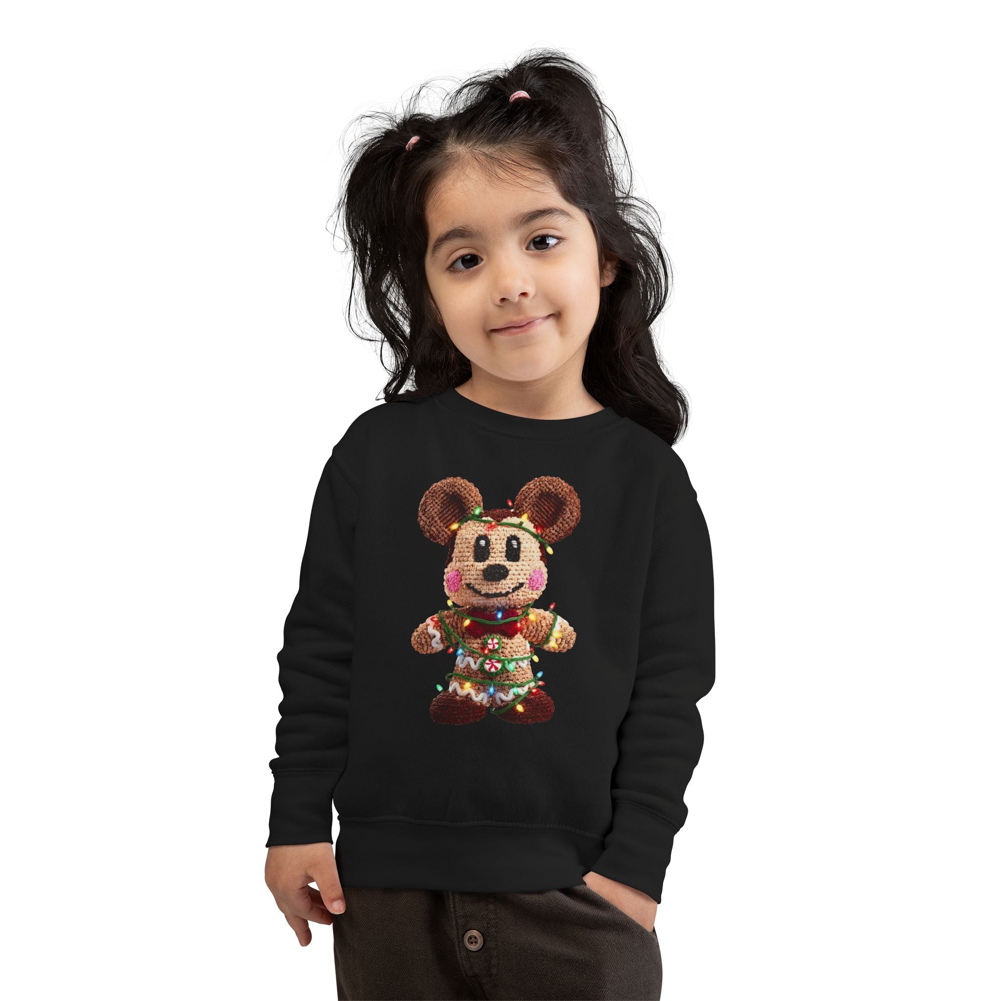 Holiday Plush Bear Toddler Sweatshirt  Festive Lights & Wreath Design
