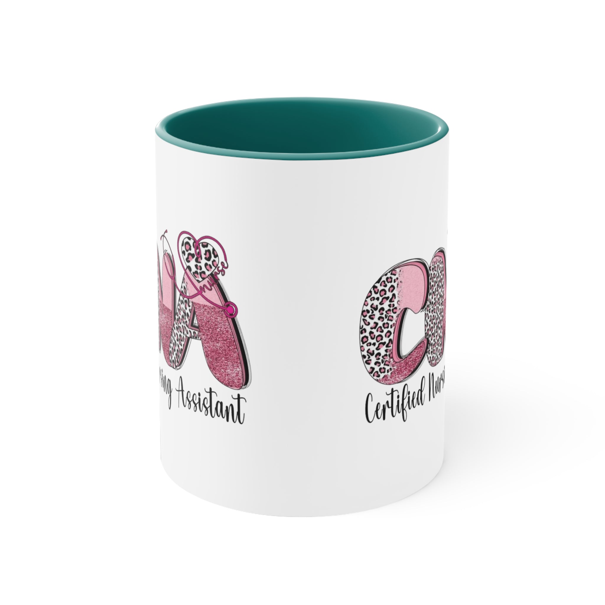 Certified Nursing Assistant (CNA) Pink Leopard Accent Mug — 11oz Gift for Nurses, Nursing Assistants Medical Christmas Mug