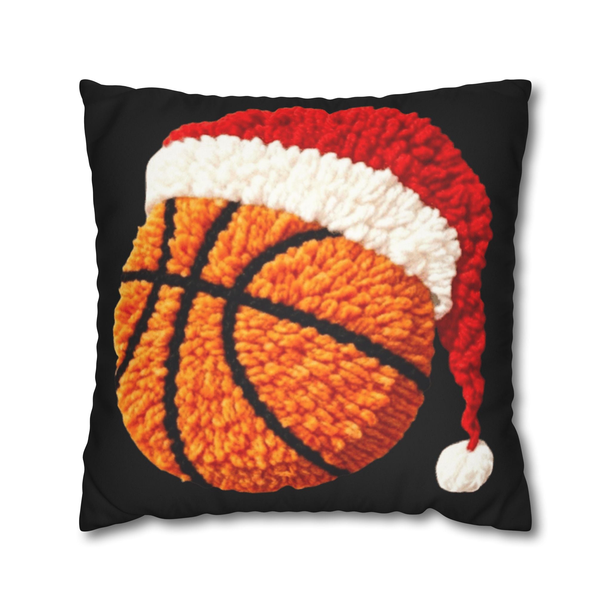 Basketball Christmas Pillowcase — Faux Suede Square Throw Pillow Cover