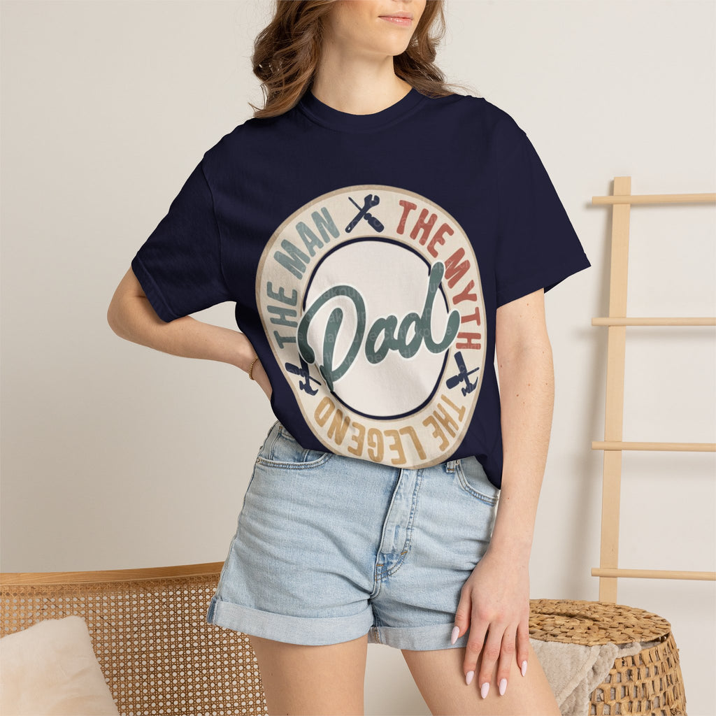 Dad Retro Badge T-Shirt — “Dad: The Man, The Myth, The Legend” Father’s Day Tee
