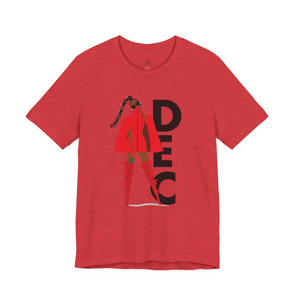 December Fashion Tee  Red Coat Model Graphic Shirt