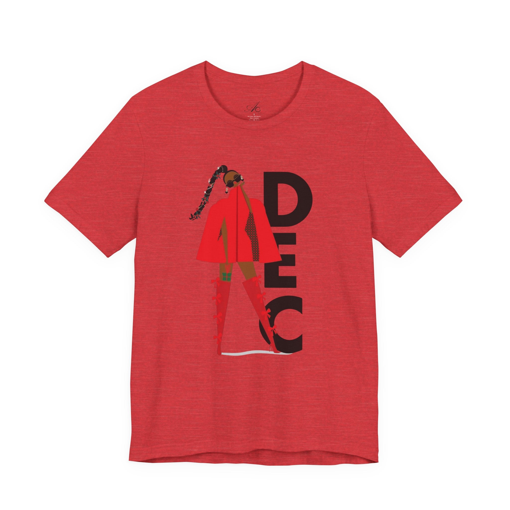 December Fashion Tee  Red Coat Model Graphic Shirt