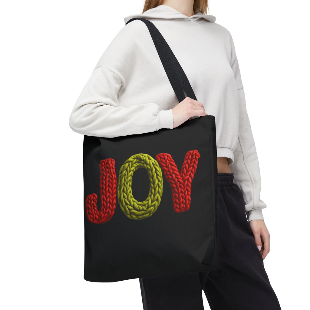 Christmas Tote Bag  Festive Holiday DesigJoy Knit Tote Bag  Colorful 'JOY' Yarn Design, Cozy Holiday Gift Tote