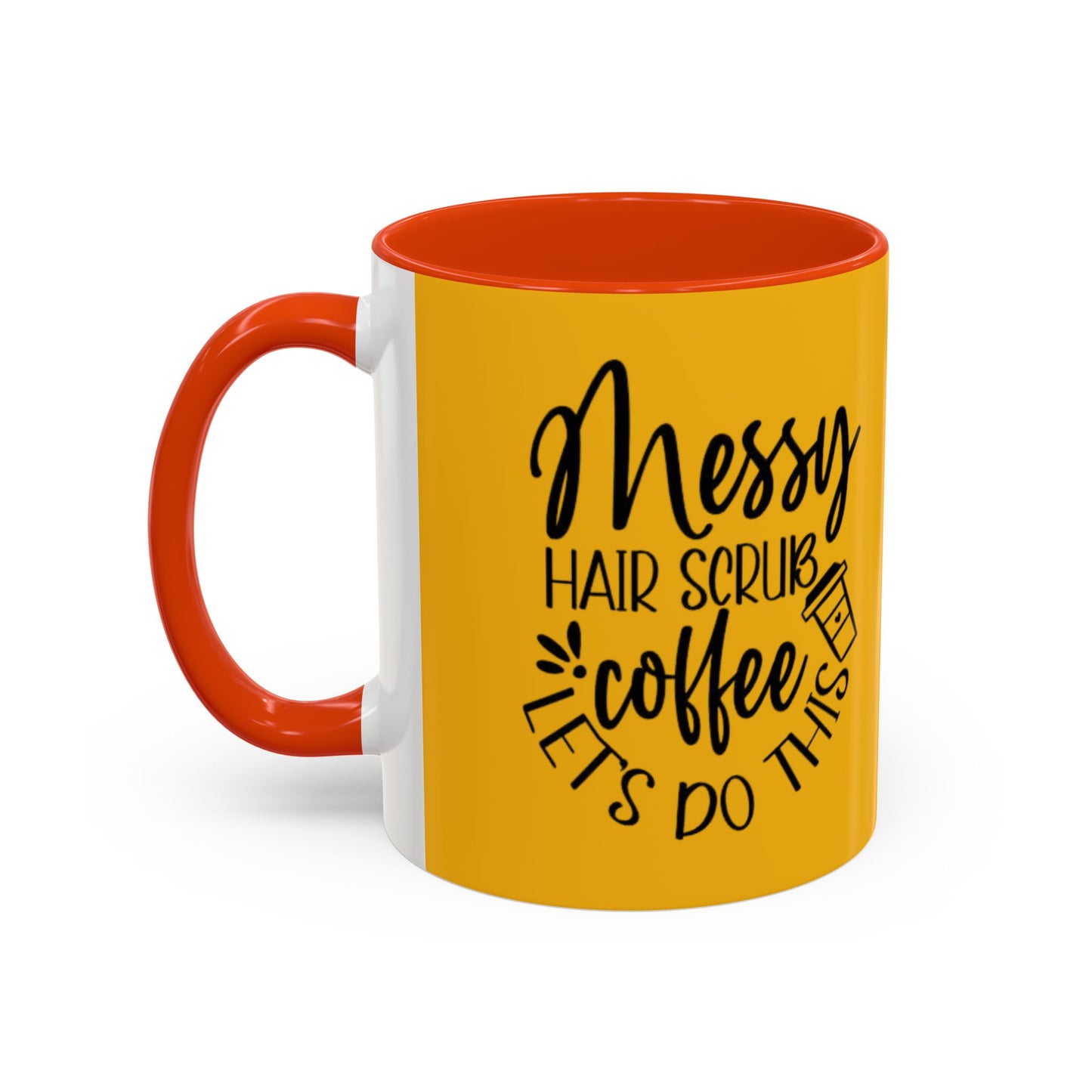 Holiday Coffee Cups with Festive Quotes & Designs Messy Hair Coffee Mug - Fun Yellow Ceramic Cup for Coffee Lovers