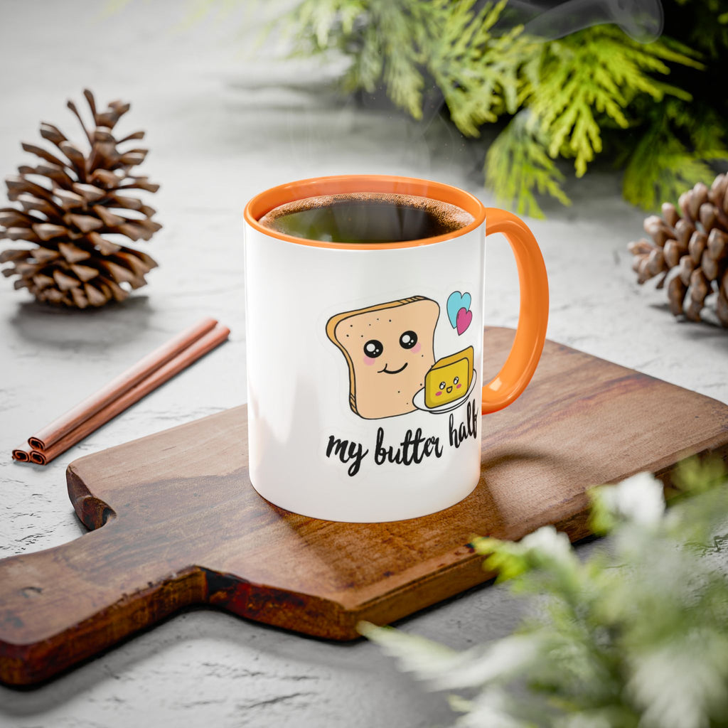 Motivational & Funny Quote Mugs Uplifting Coffee Cup Gifts Cute Foodie Relationship Mug My Butter Half Design, Colorful 11oz & 15oz