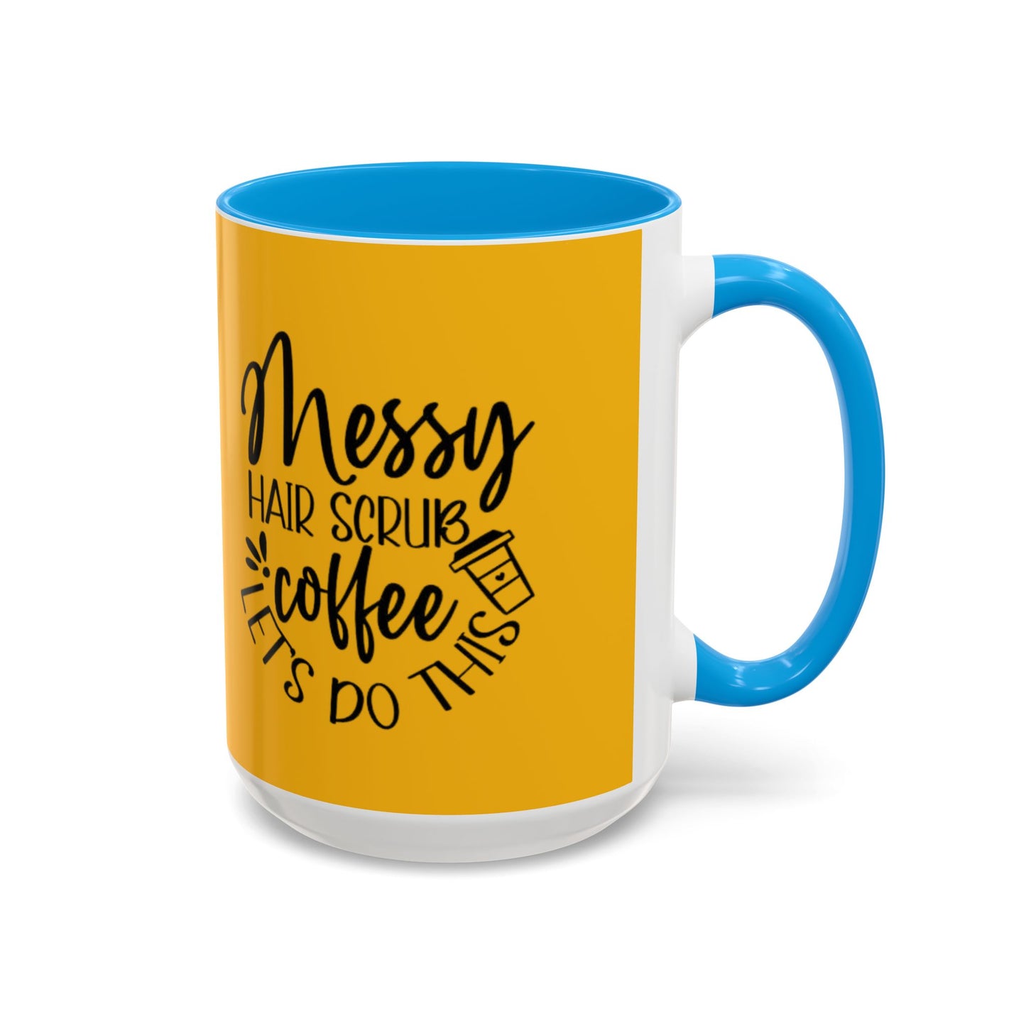 Holiday Coffee Cups with Festive Quotes & Designs Messy Hair Coffee Mug - Fun Yellow Ceramic Cup for Coffee Lovers