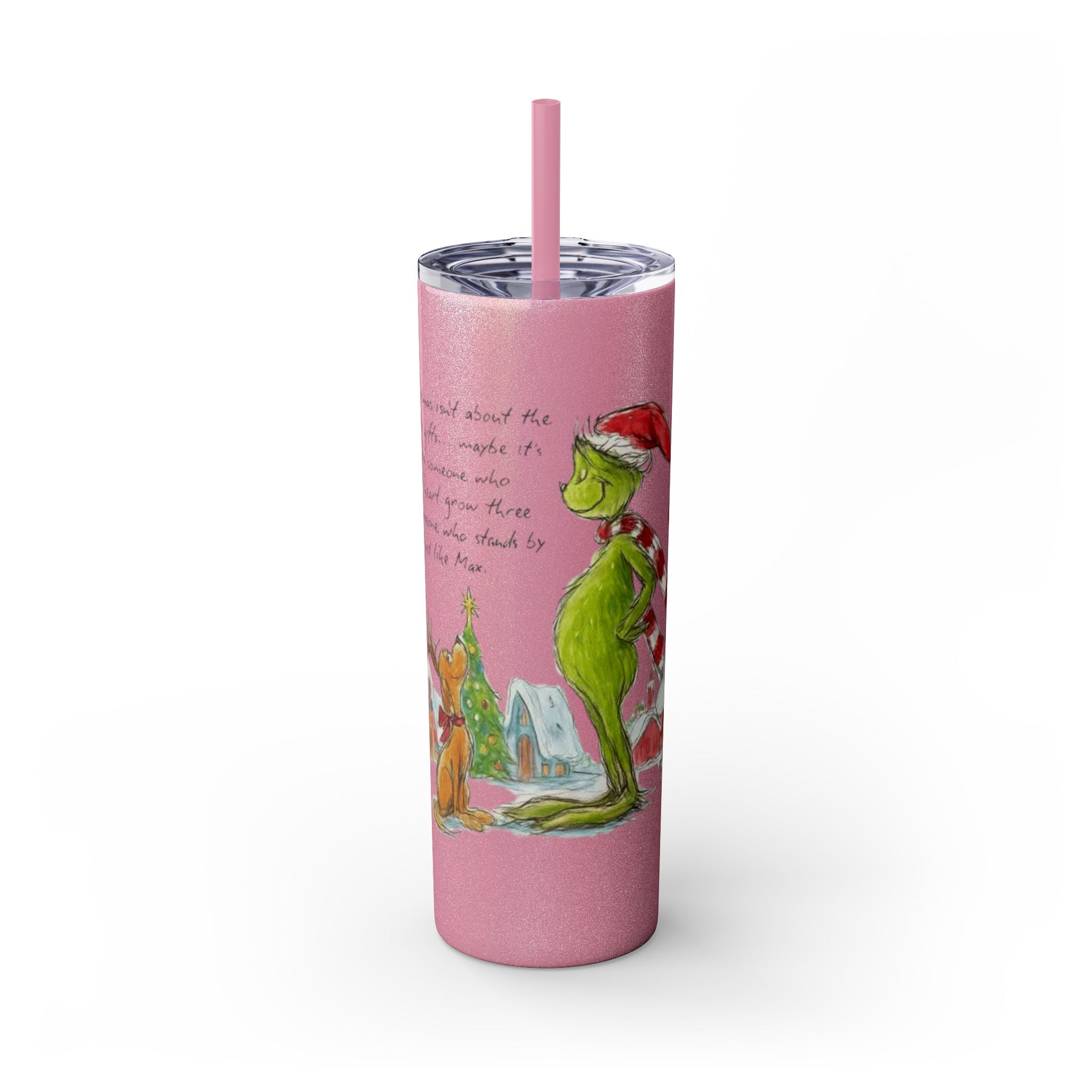 Grinch Christmas Skinny Tumbler with Straw — Dr. Seuss Holiday Quote Design, 20oz Christmas Mugs Collection