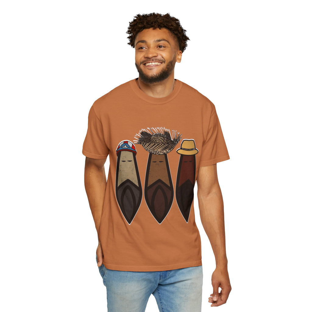 Puerto Rican Batey Cabin T-Shirt  Three Masks & Rustic House Graphic Tee Puerto Rico Navidades
