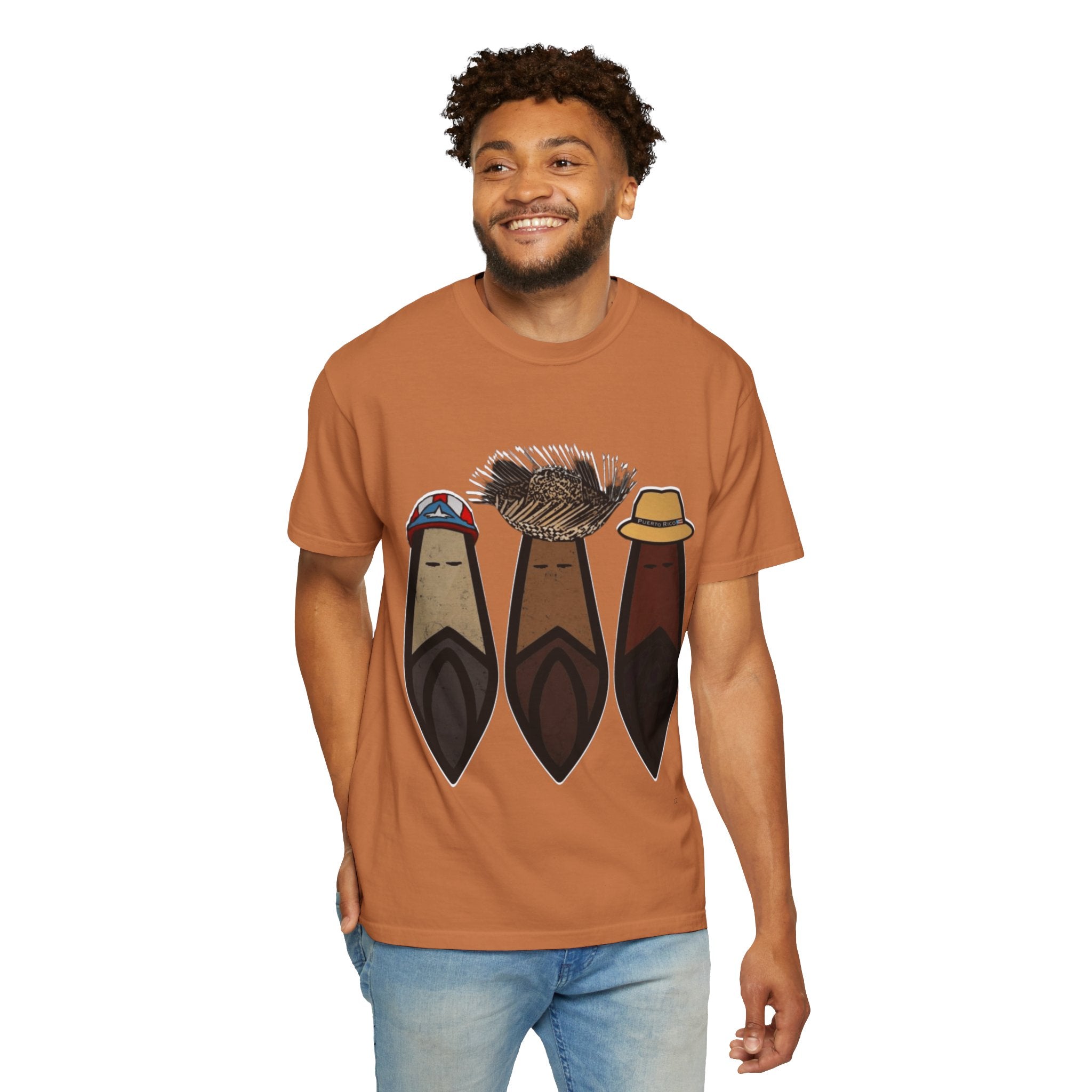 Puerto Rican Batey Cabin T-Shirt  Three Masks & Rustic House Graphic Tee Puerto Rico Navidades