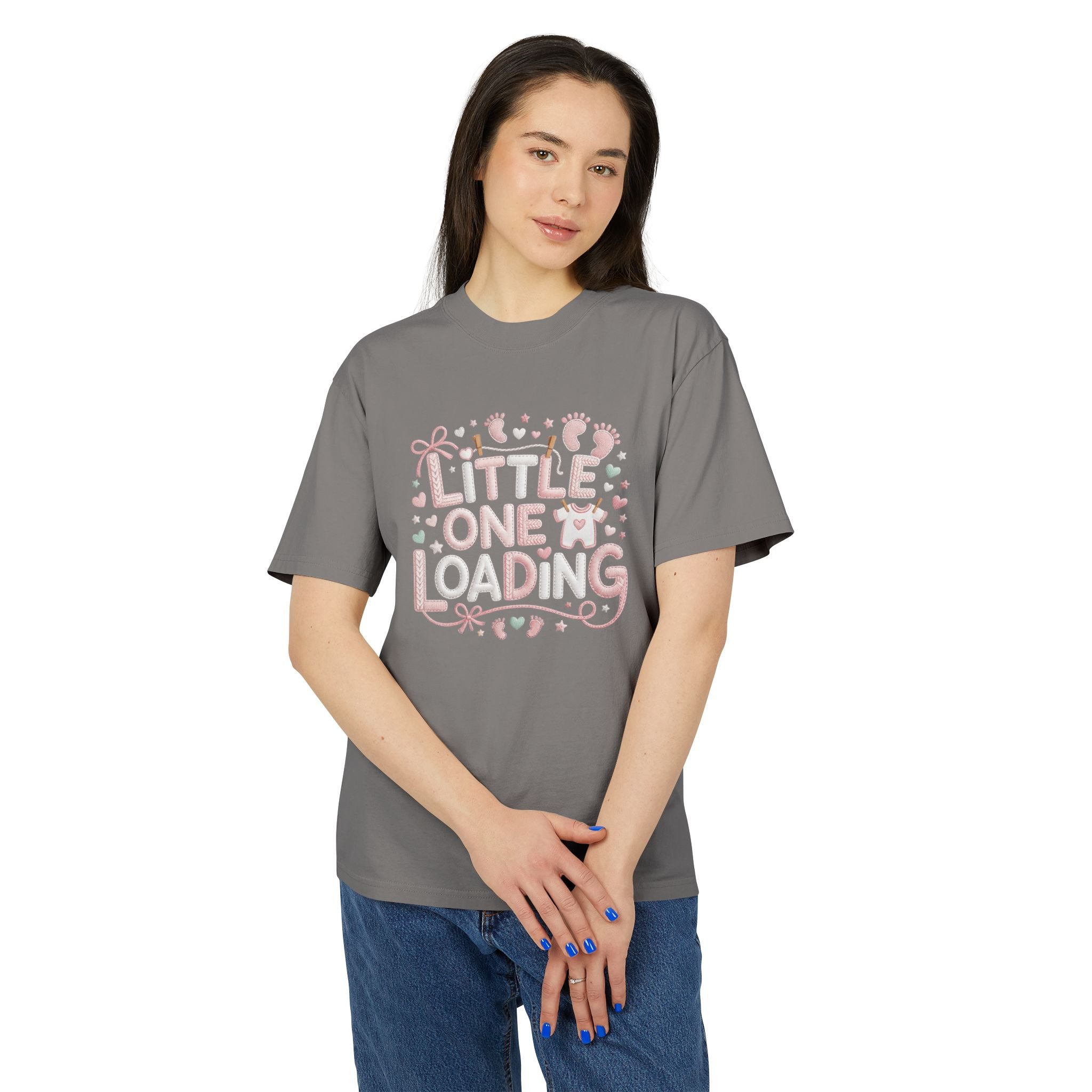 Pregnancy Announcement T‑Shirt  “Little One Loading” Cute Pastel Maternity Tee