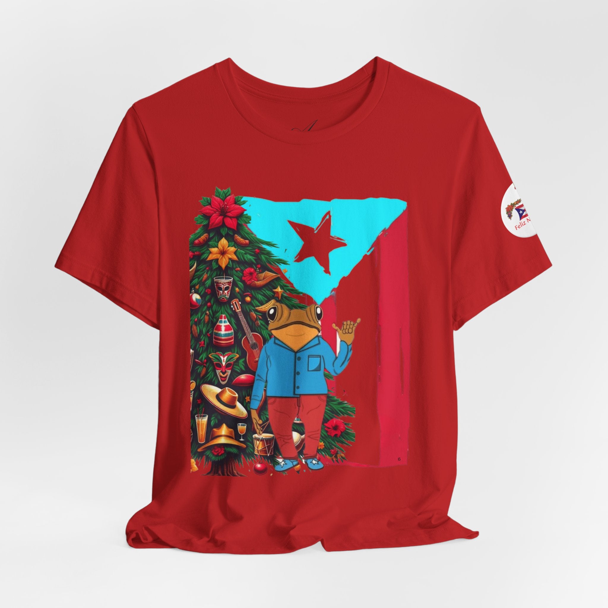 Puerto Rico Holiday T-Shirt  Coquí by Christmas Tree Graphic Puerto Rico’s Navidades
