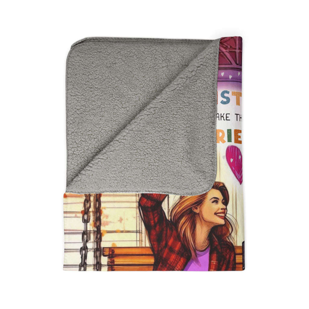 Sisters Make the Best Friends Sherpa Blanket — Cozy Autumn Sister Gift Blanket Gift for Sister