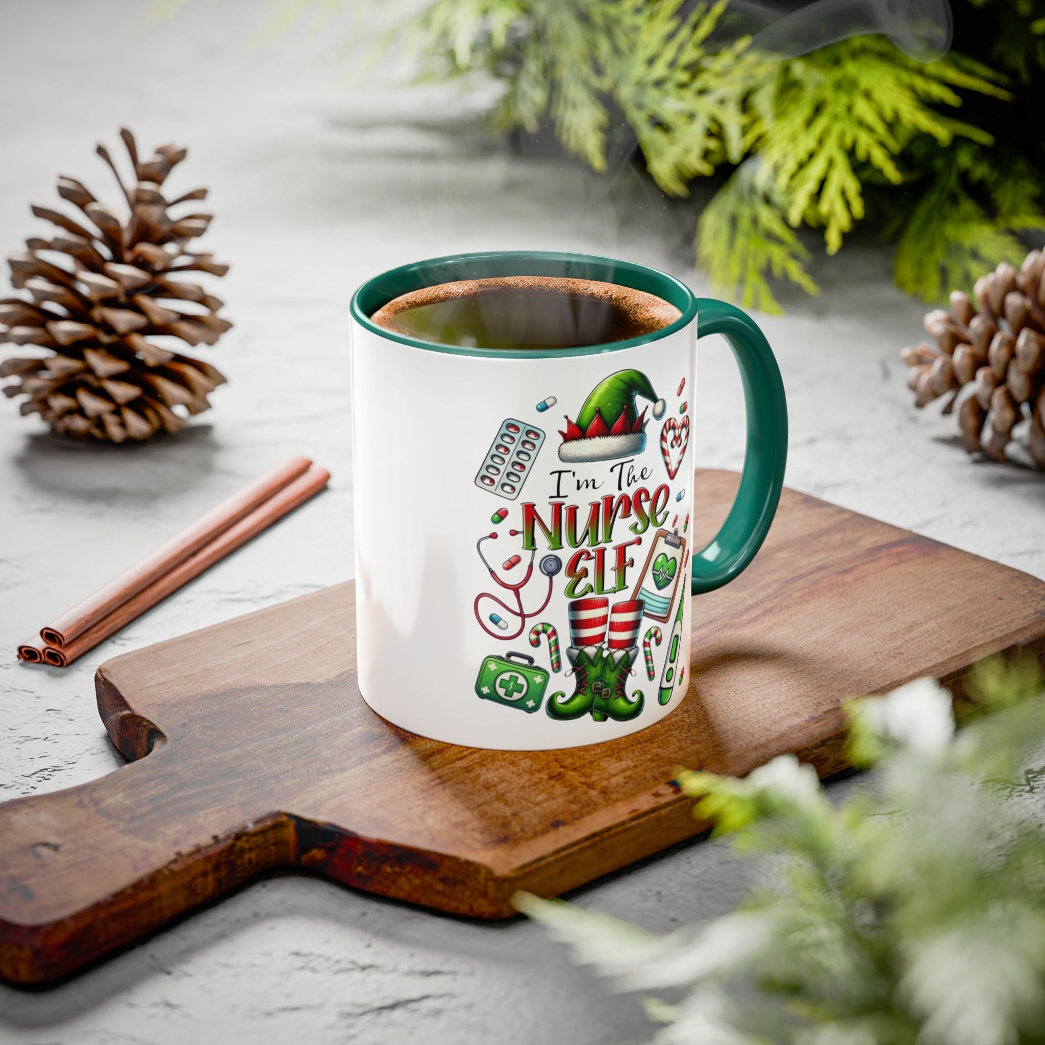 Nurse Elf Coffee Mug — Christmas Medical Holiday Gift (11oz & 15oz) Medical Christmas Mug