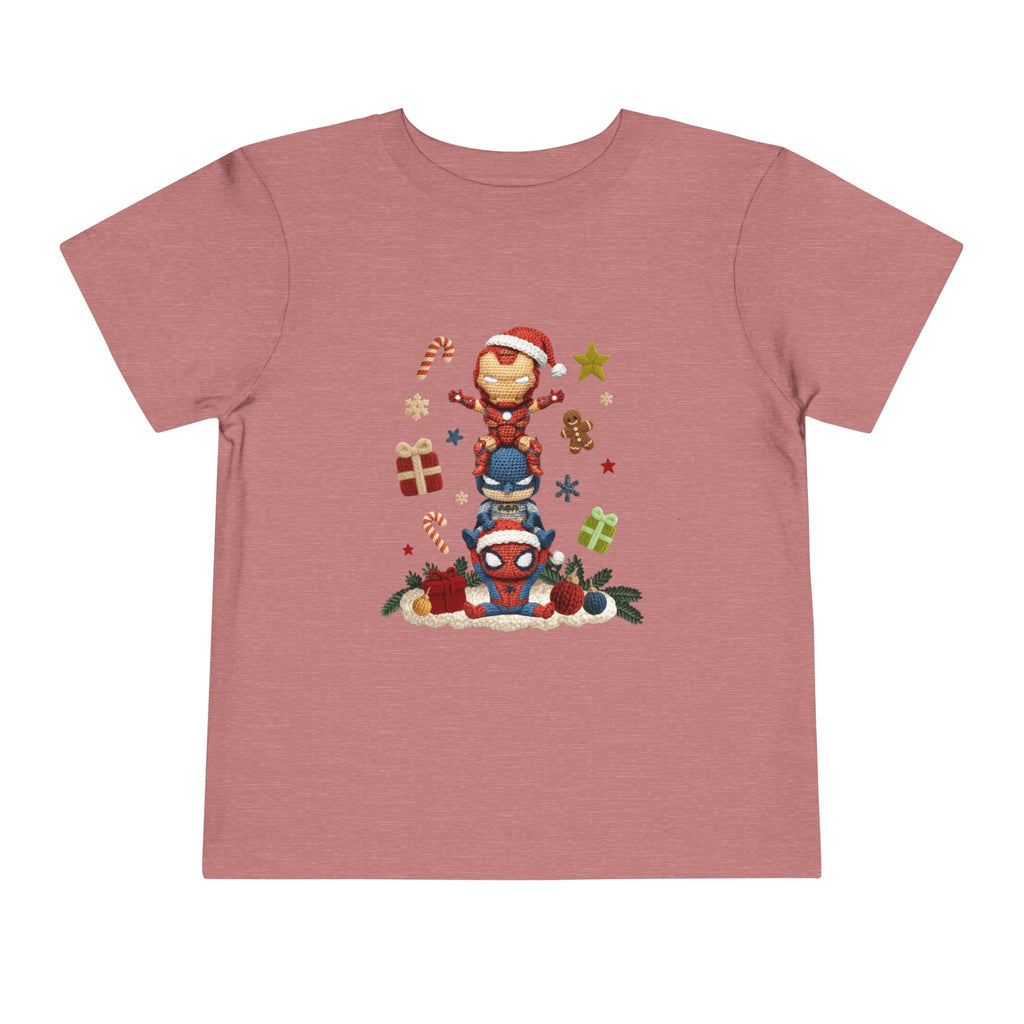 Toddler Tee  Cute Stacked Superhero Christmas Pile christmas kids collection