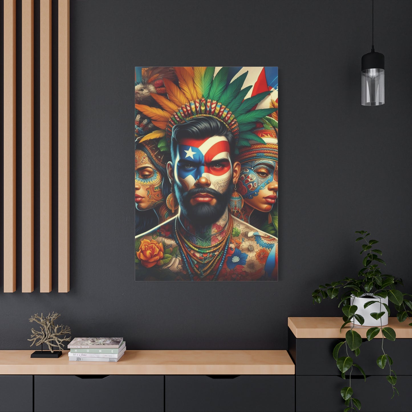 La Isla del Encanto Taíno Symbol Design Vibrant Cultural Art Canvas Print, Wall Decor, Home Decoration, Unique Artwork, Bohemian Style, Gift for Art Lovers