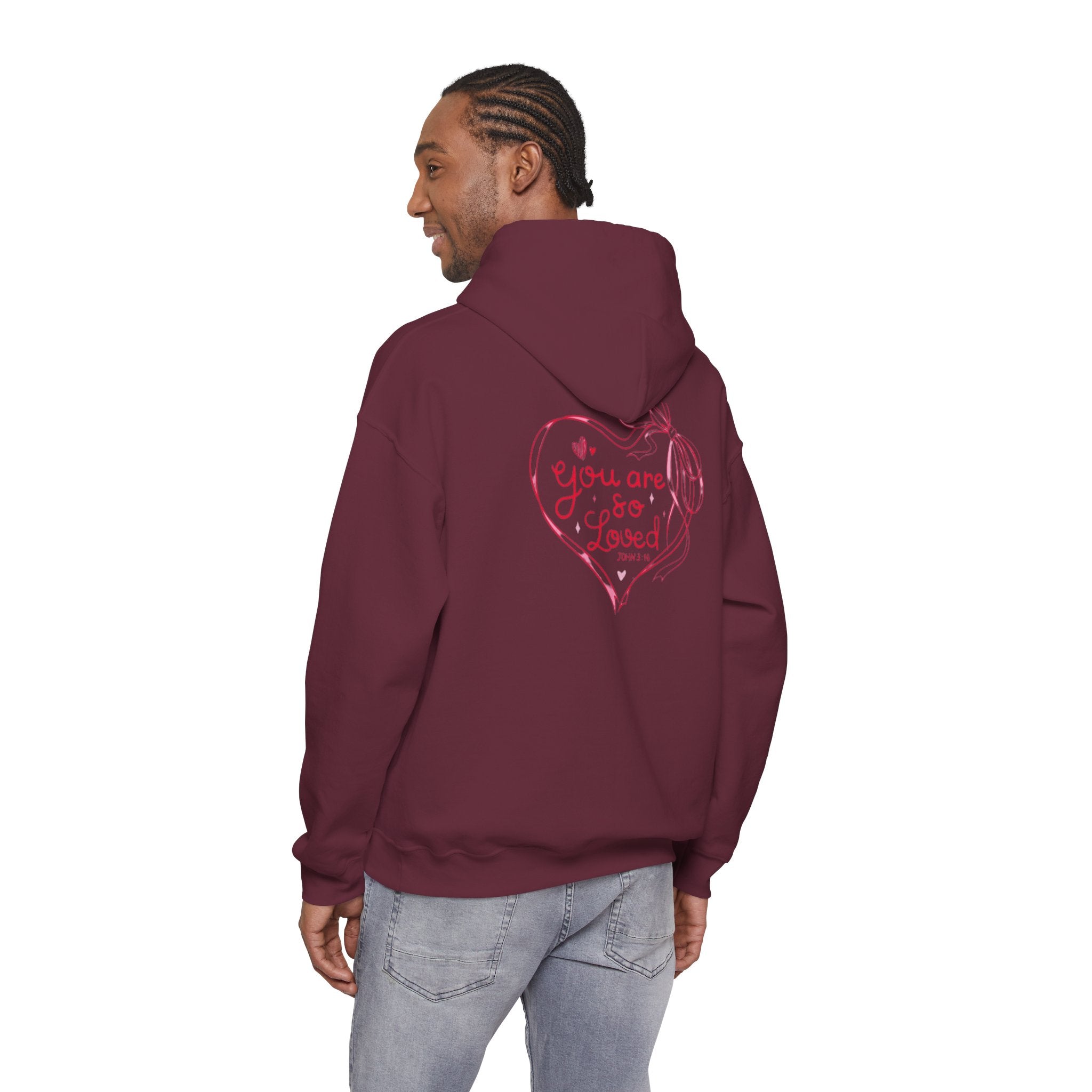 You Are So Loved Hoodie Heart Full” Heart Ribbon Comfort Sweatshirt