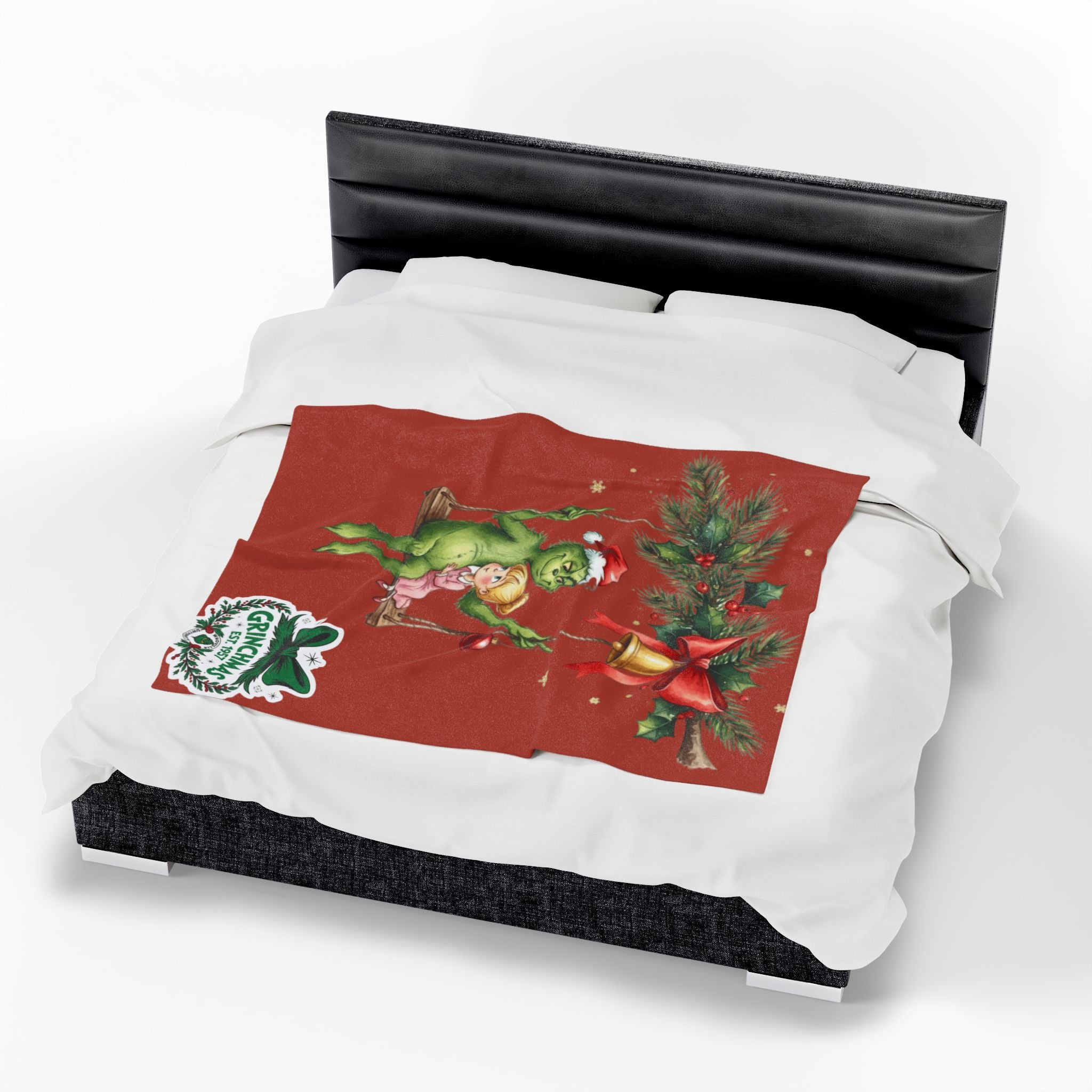 “Winter Wonderland Cartoon Fleece Blanket Grinchmas Velveteen Plush Blanket Holiday Grinch & Cindy Lou Cozy Throw