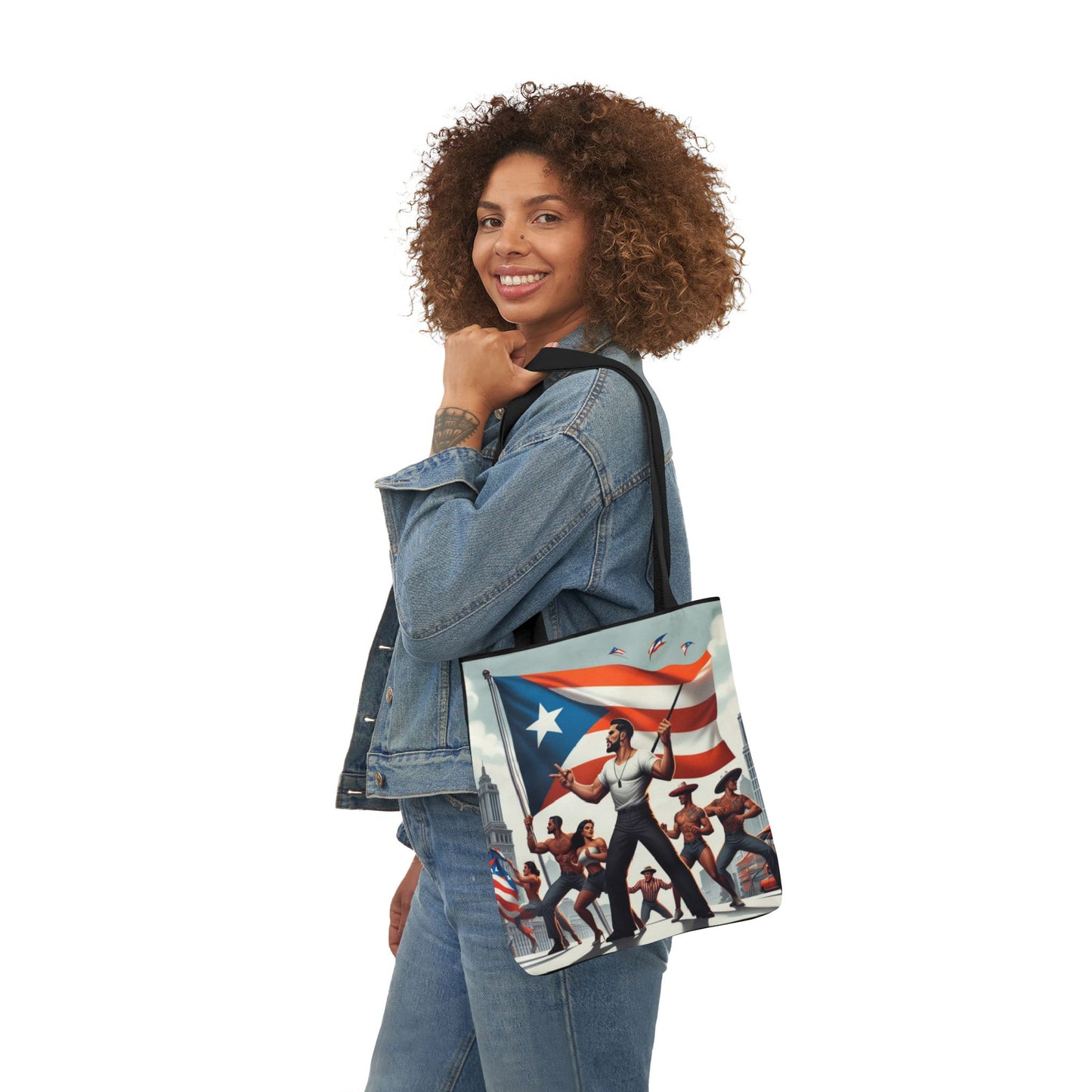 PUERTO RICO Canvas Tote Bag, 5-Color Straps